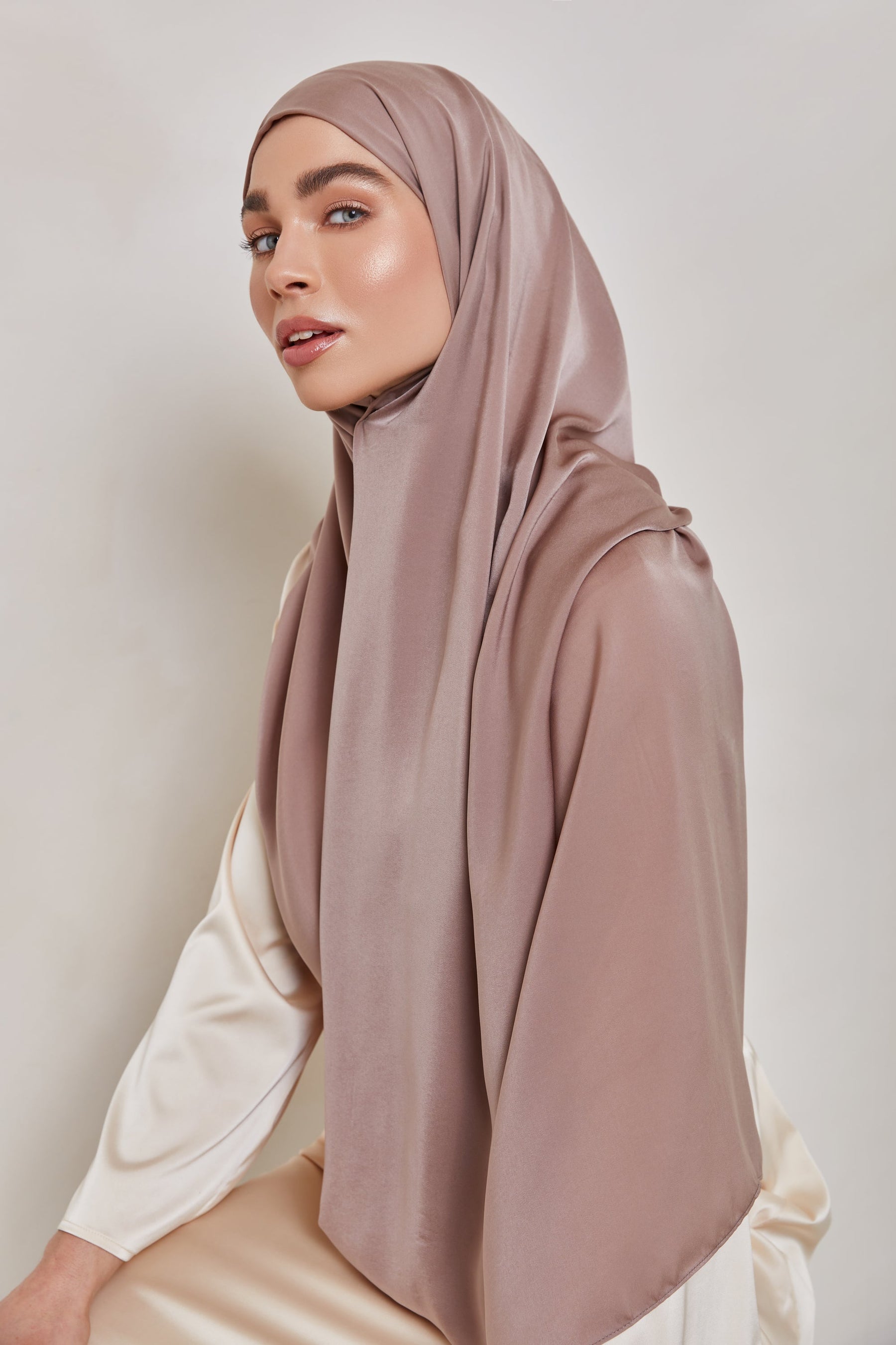 MATTE Satin Hijab - Too Taupe Veiled Collection 