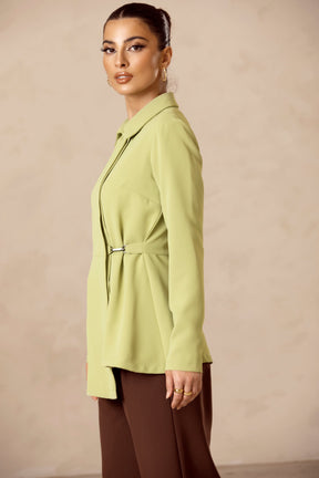 Melania Side Buckle Tunic Short - Cypress Green Veiled Collection 