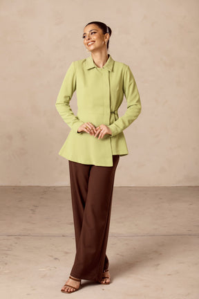Melania Side Buckle Tunic Short - Cypress Green Veiled Collection 