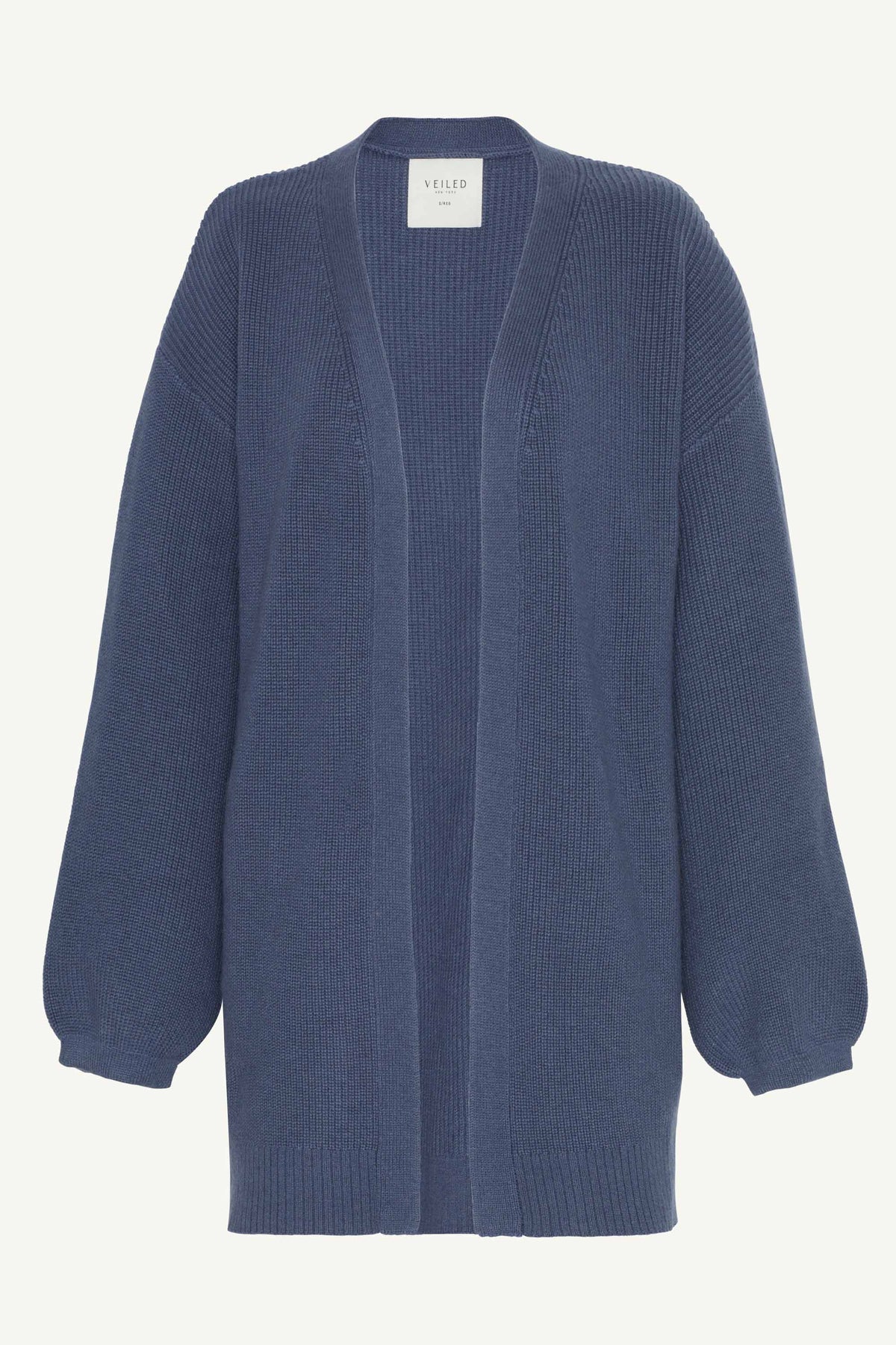 Merino Wool Balloon Sleeve Knit Cardigan - Denim Blue Clothing saigonodysseyhotel 