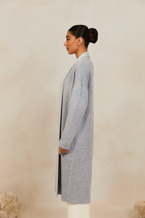 Merino Wool Reversible Knit Cardigan - Grey Veiled 