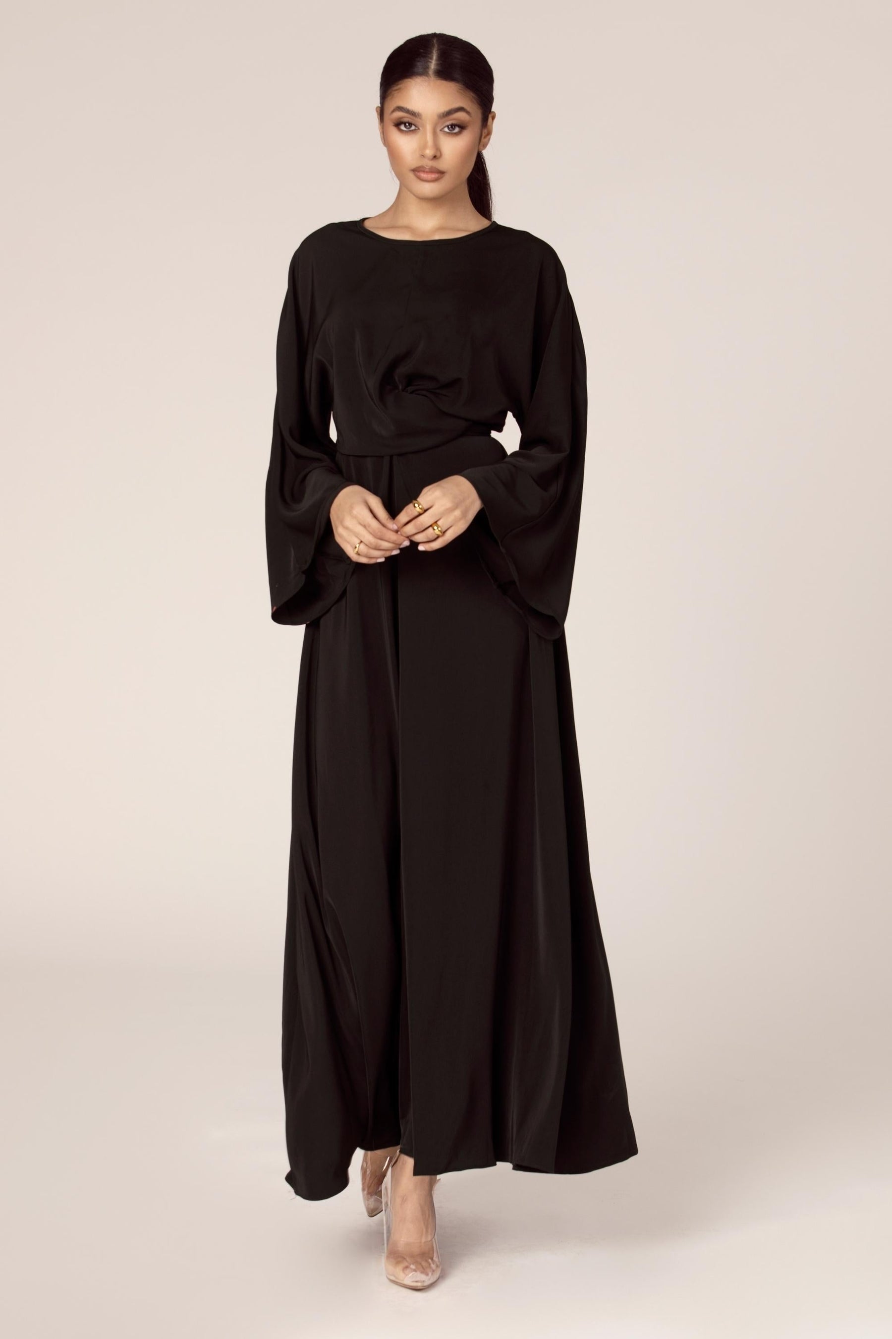 Mina Wrap Waist Maxi Dress - Black Veiled Collection 