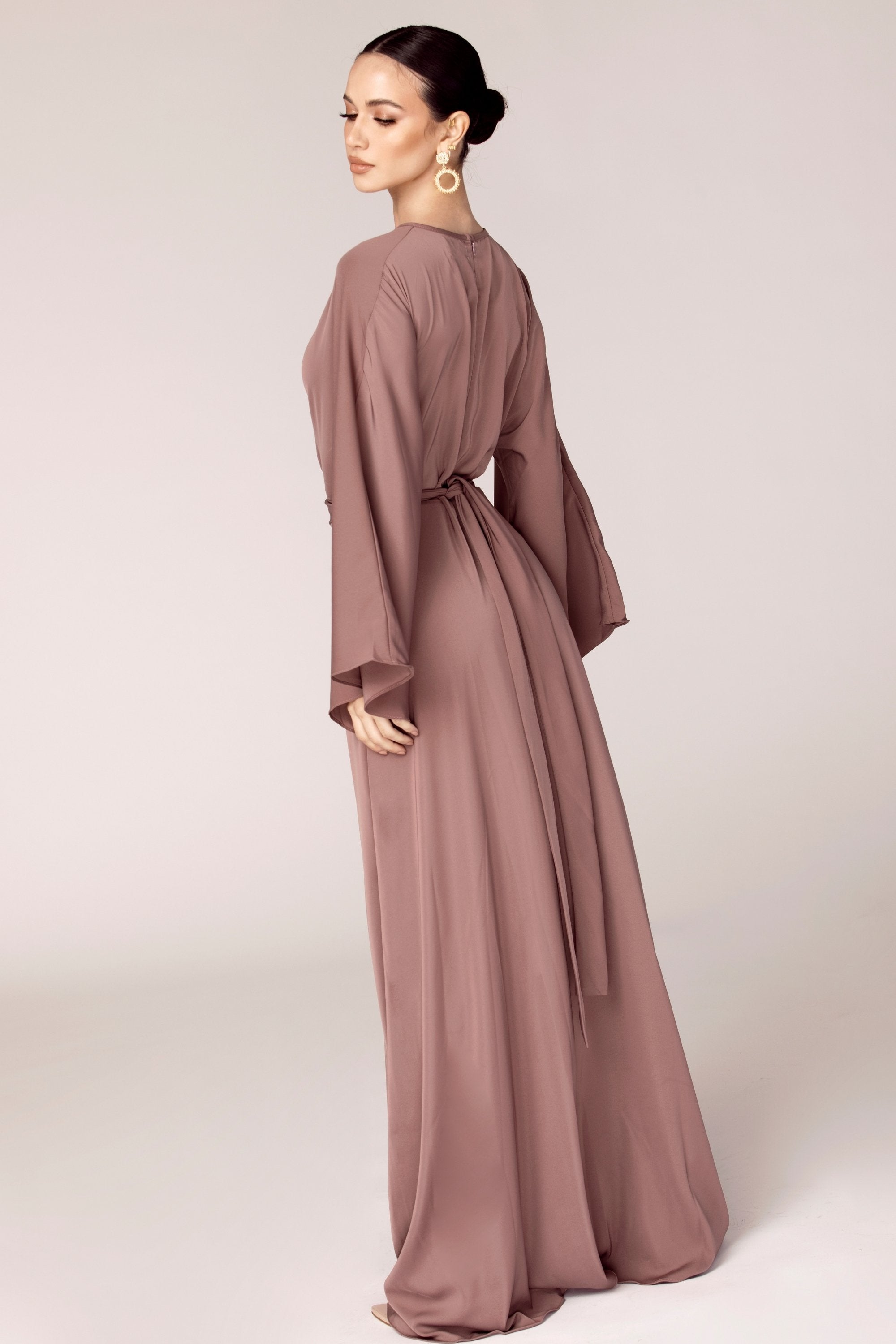 Mina Wrap Waist Maxi Dress - Dark Mauve Veiled Collection 