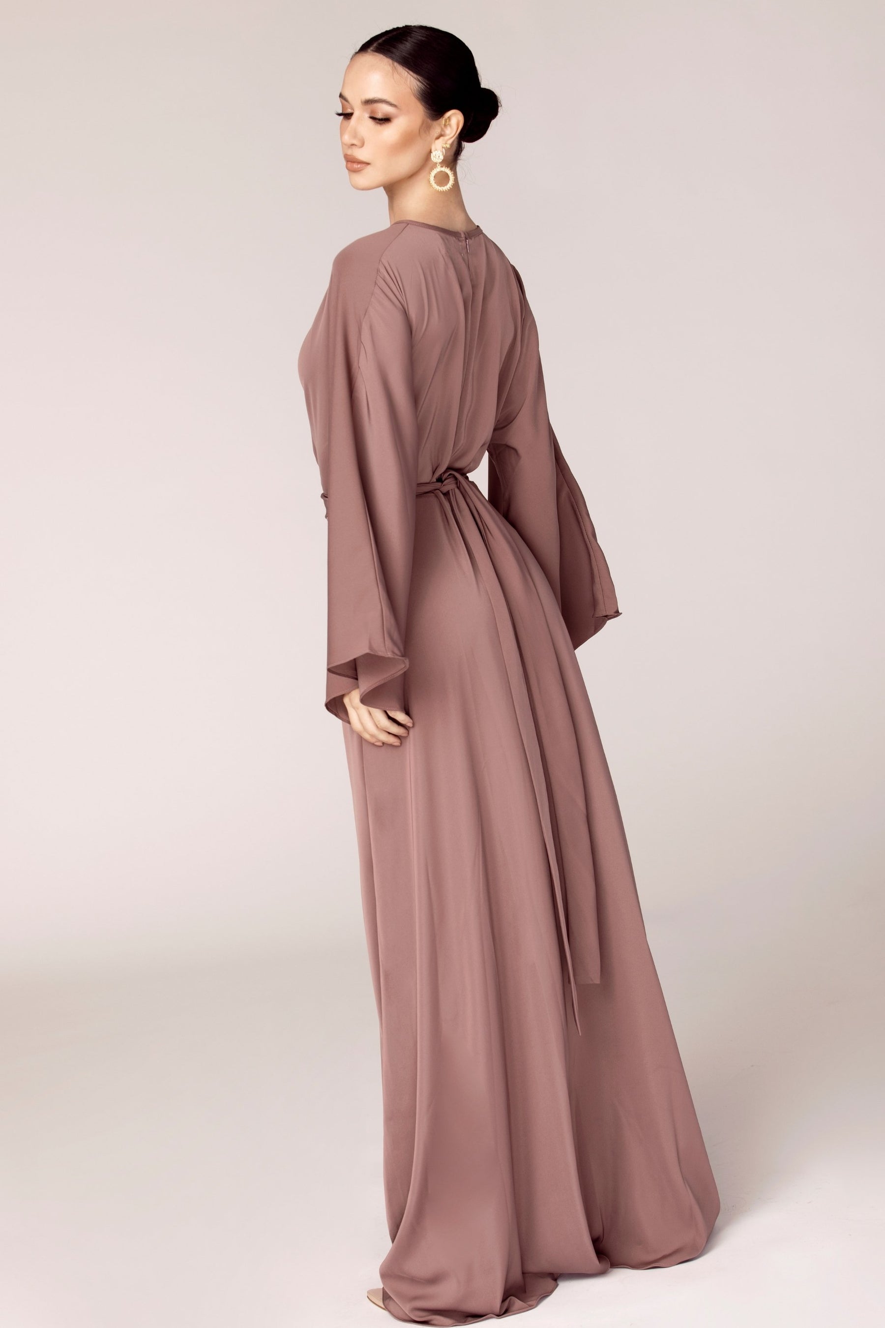 Mina Wrap Waist Maxi Dress - Dark Mauve