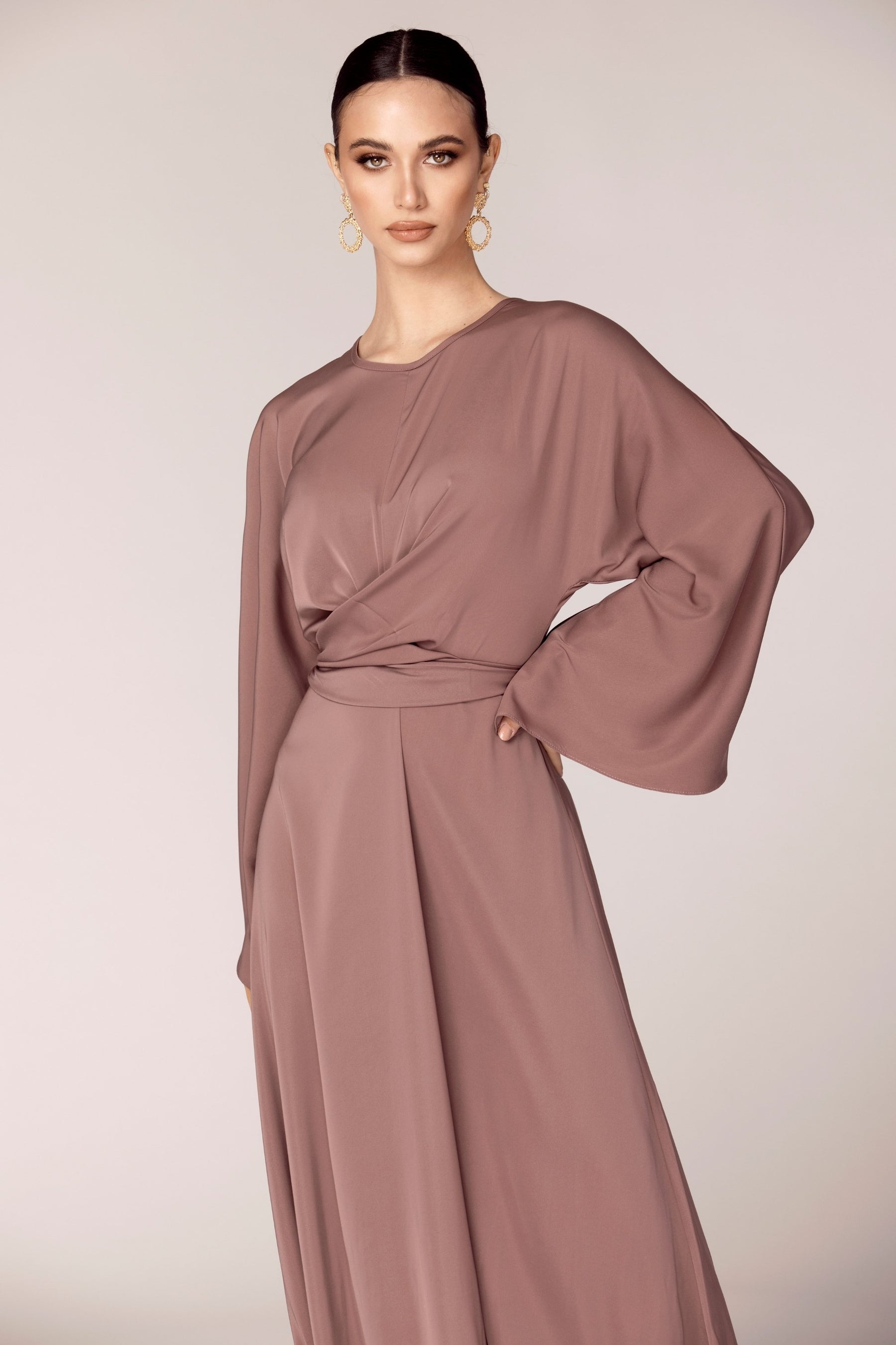 Mina Wrap Waist Maxi Dress - Dark Mauve