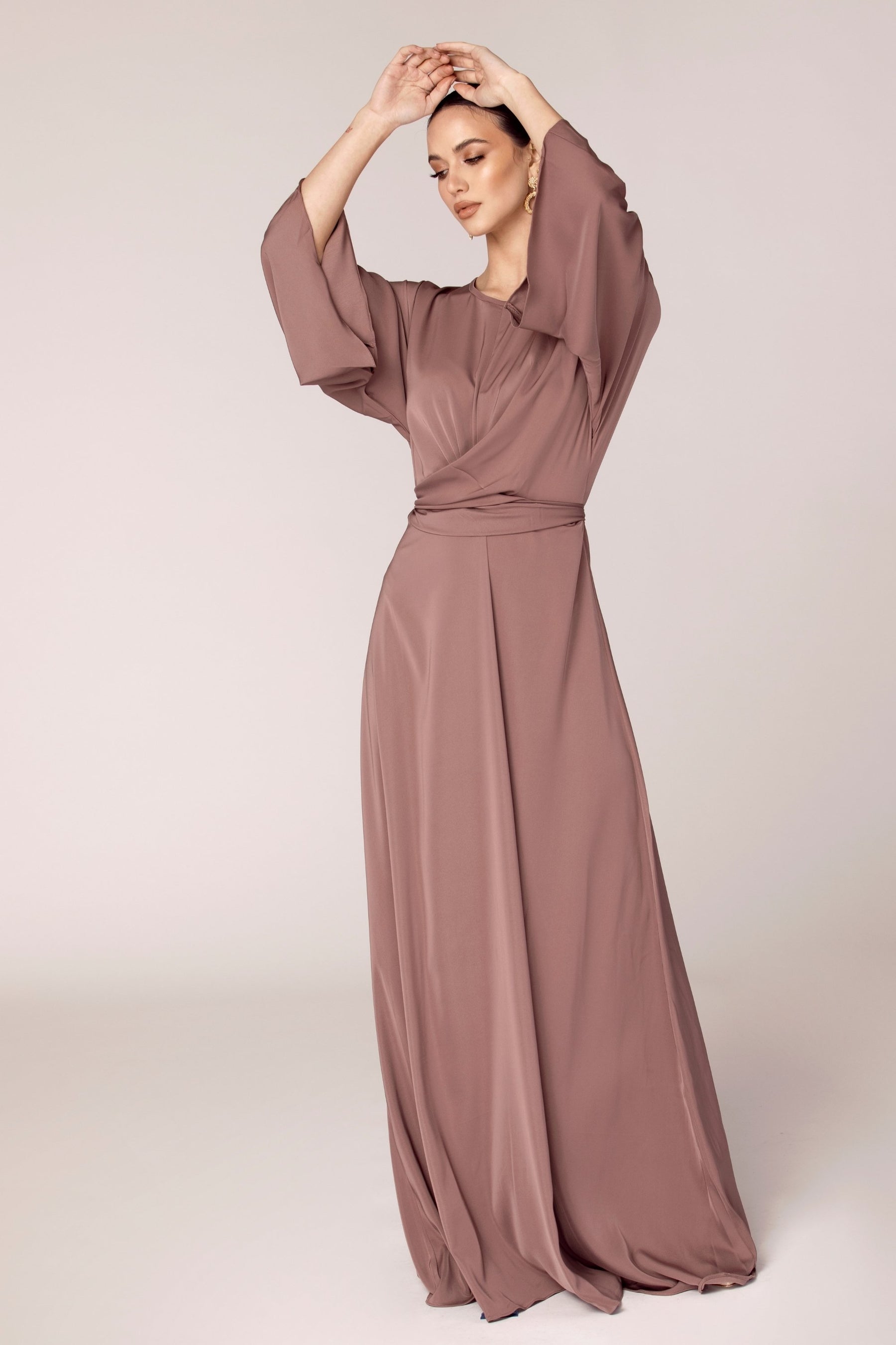 Mina Wrap Waist Maxi Dress - Dark Mauve