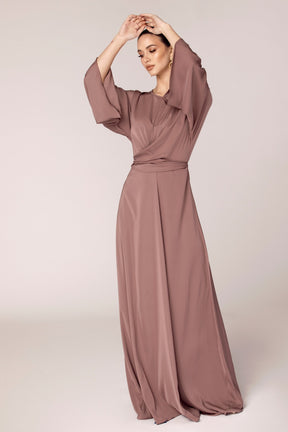 Mina Wrap Waist Maxi Dress - Dark Mauve Veiled Collection 