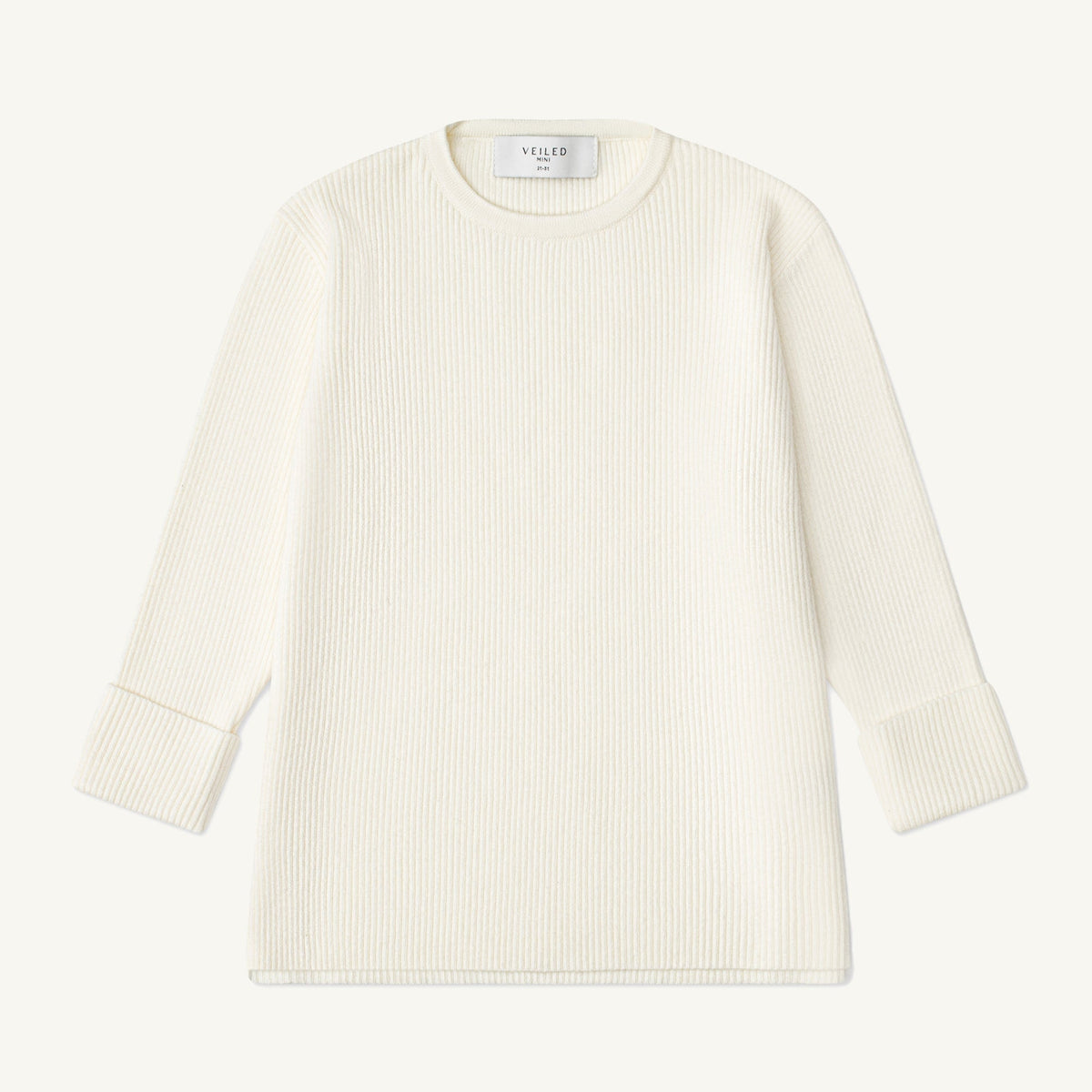 Mini Longline Knit Side Slit Top - Oat Milk (Kids)