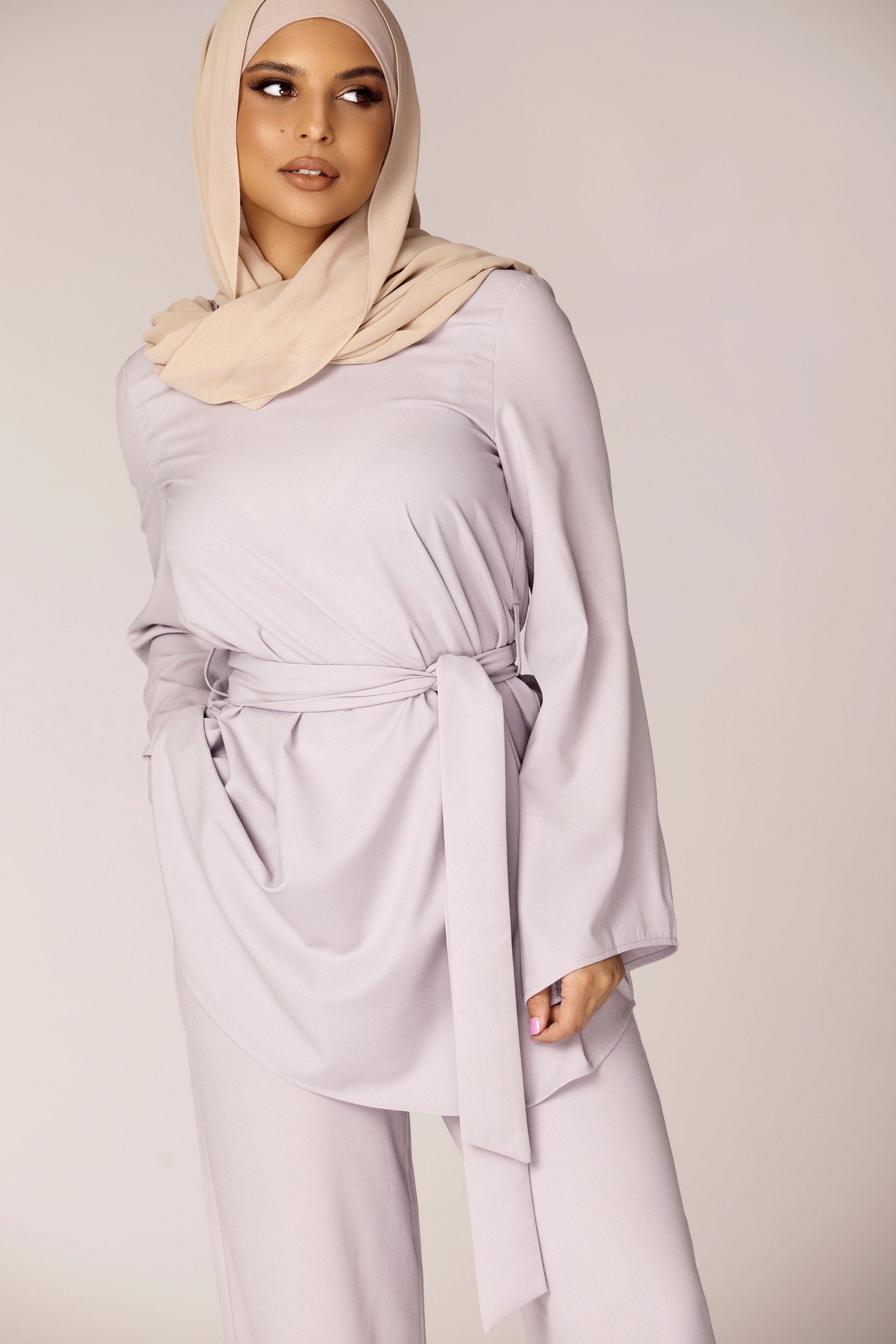 Nadia Everyday Belted Tunic - Dusty Blue Veiled Collection 