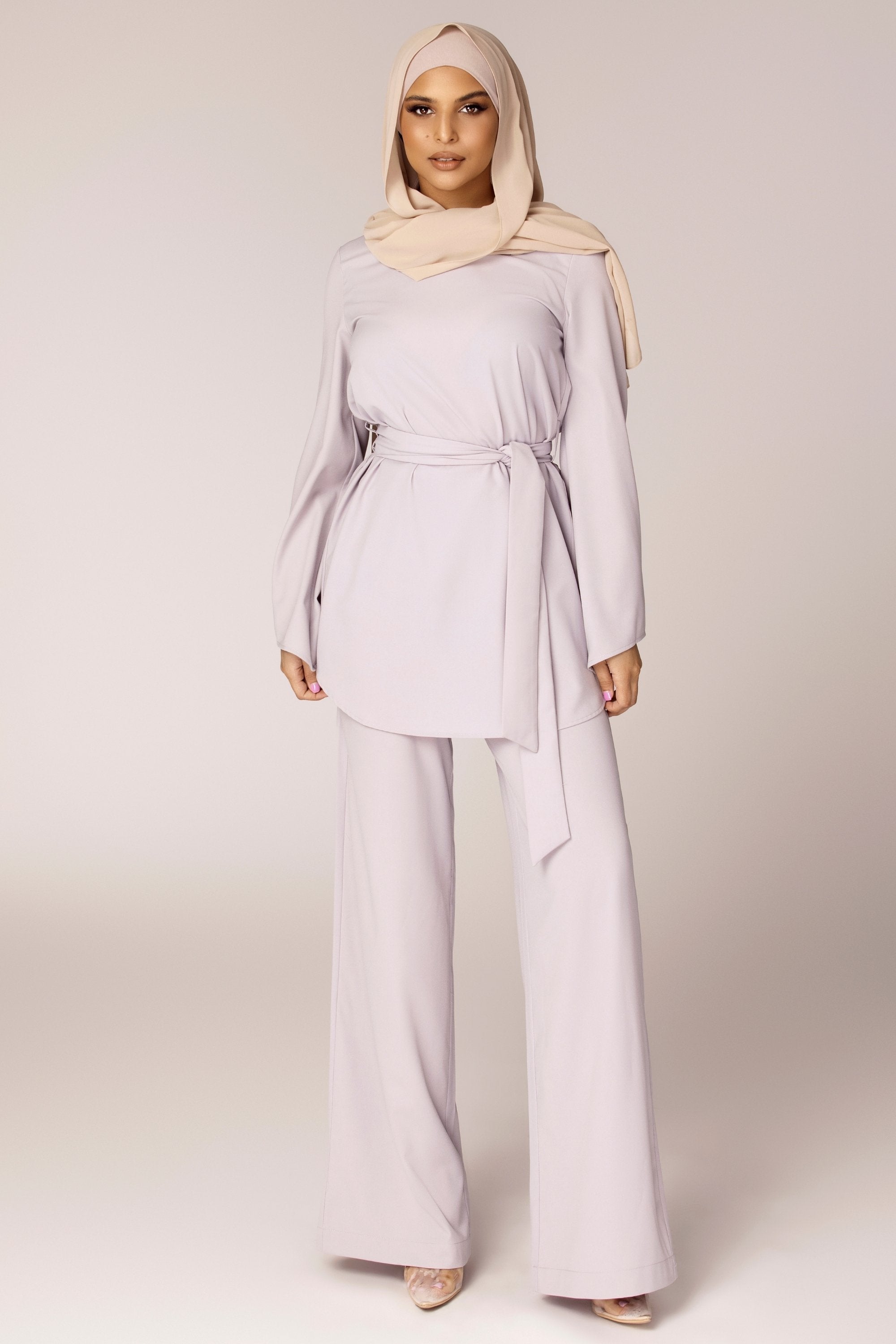 Nadia Everyday Belted Tunic - Dusty Blue Veiled Collection 
