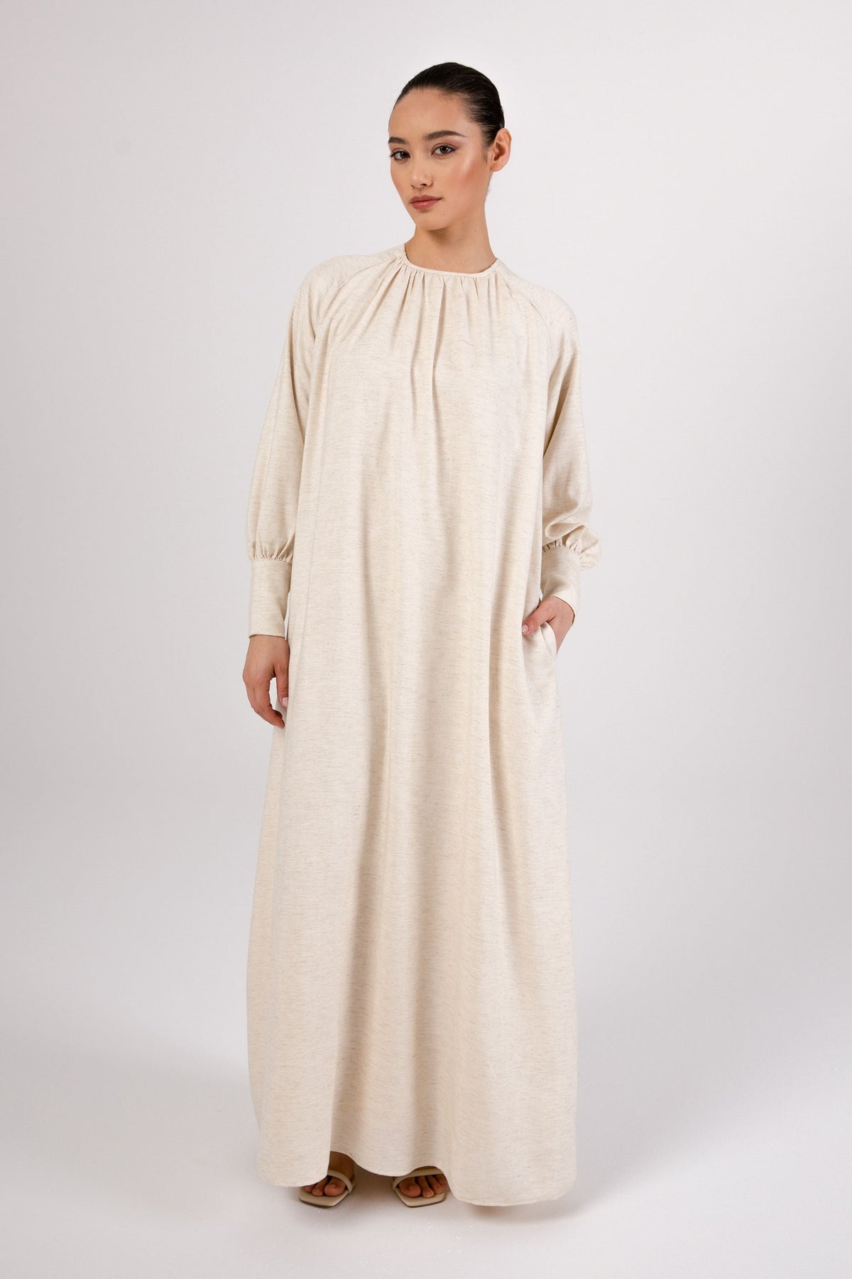 Nahla Loose Linen Maxi Dress Veiled 