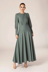 Naida Flounce Maxi Dress - Dark Sea Green Veiled Collection 