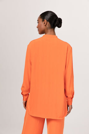 Nashwa Textured Rayon Button Down Tunic - Papaya Veiled 