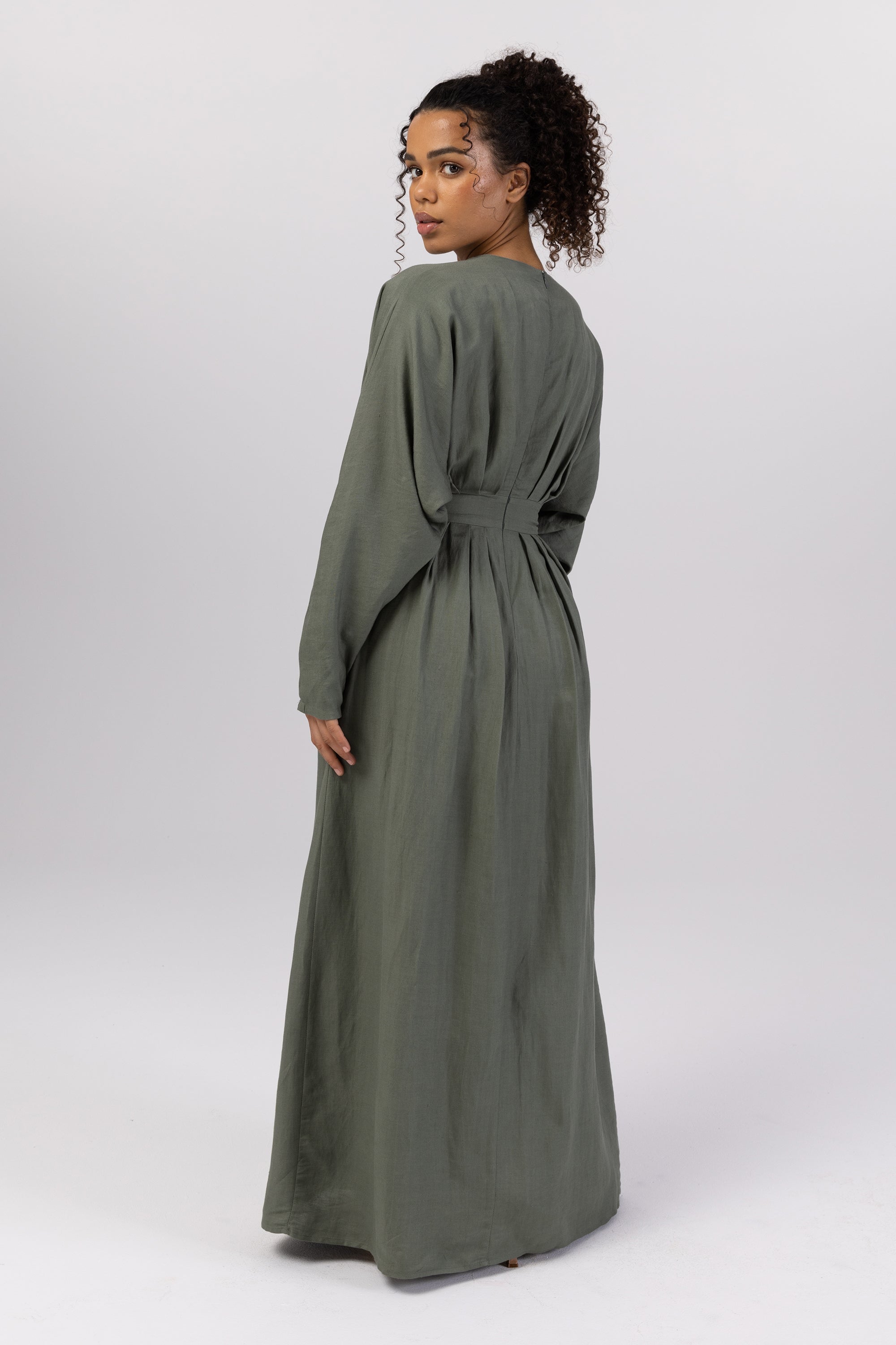 Sage green hotsell linen dress