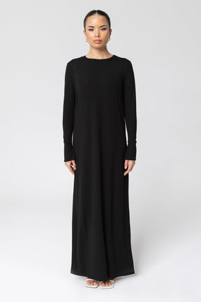 Natalia Ribbed Split Cuff Maxi Dress - Black Veiled Collection 