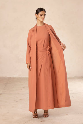 Noora Textured Three Piece Abaya Set - Cedar Veiled Collection 