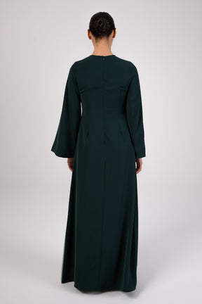 Omaya Two Tone Wrap Front Maxi Dress - Emerald Veiled 