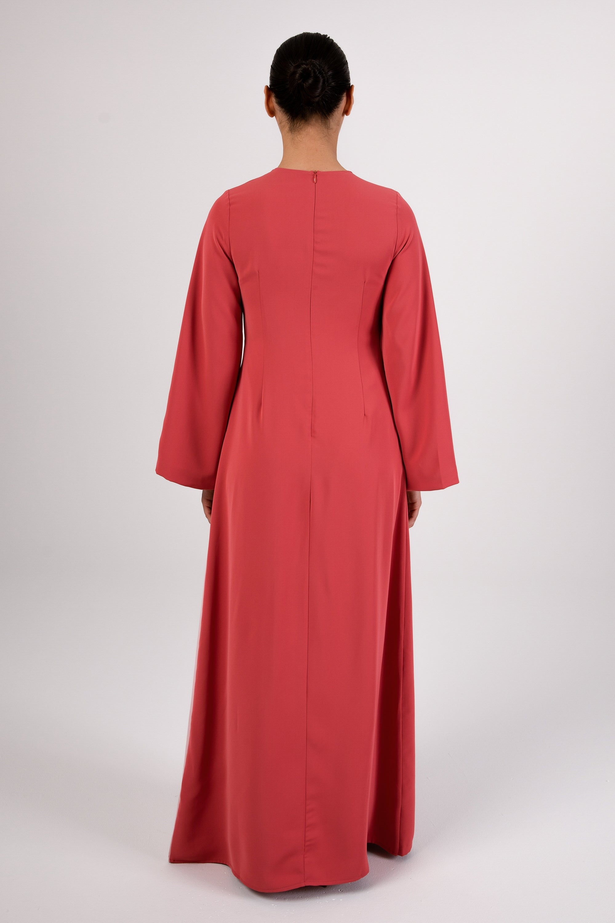 Omaya Two Tone Wrap Front Maxi Dress - Rosewood Pink Veiled 