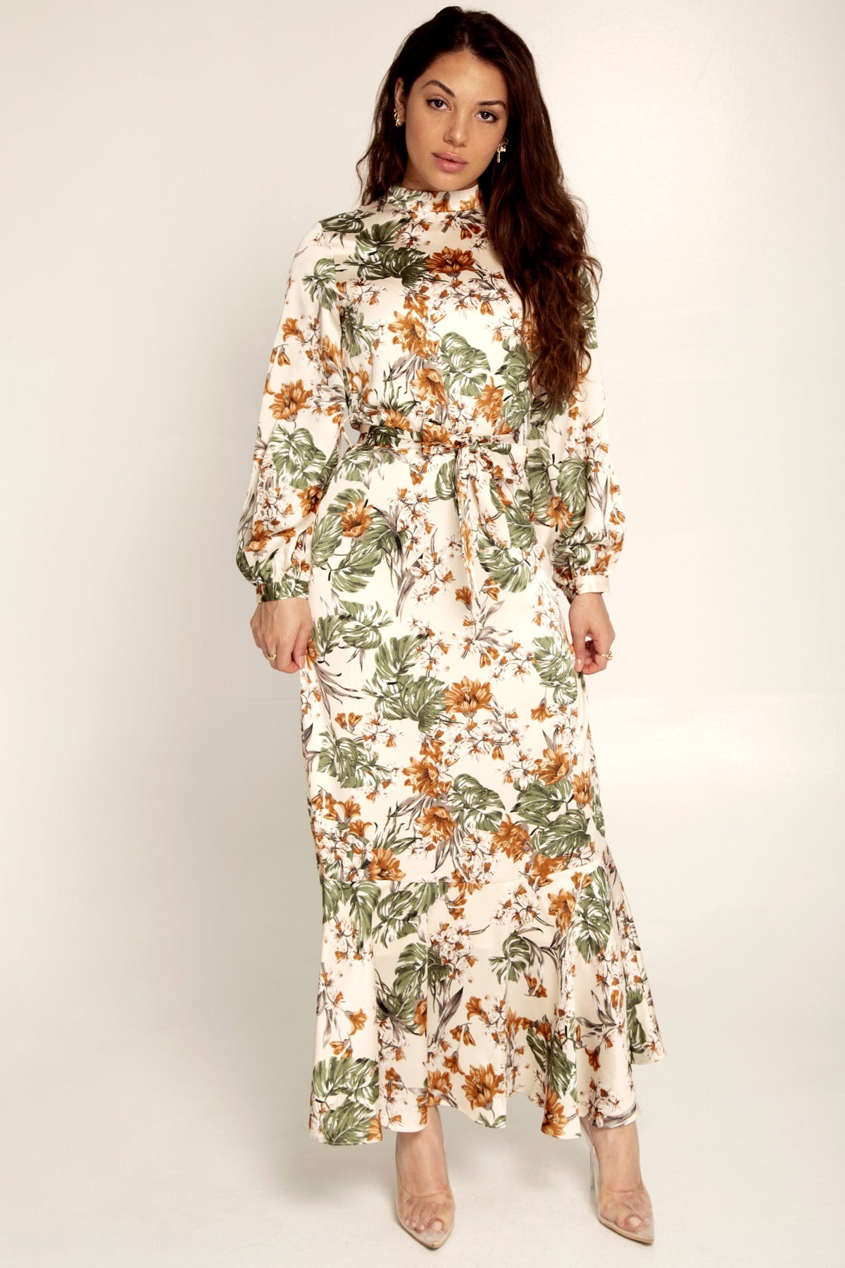 Palm Satin Maxi Dress Veiled Collection 
