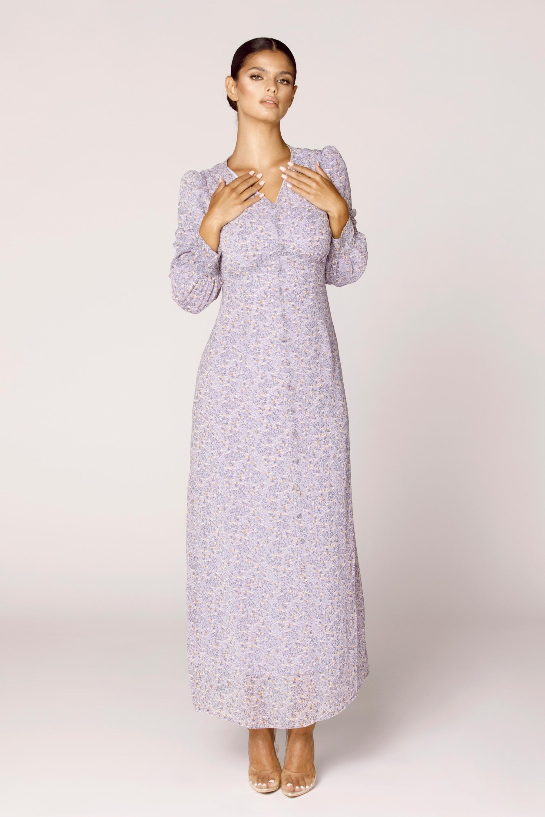Pastel Floral Maxi Dress Veiled Collection 
