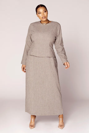 Plaid Peplum Maxi Dress Veiled Collection XL 