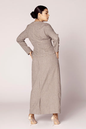 Plaid Peplum Maxi Dress Veiled Collection 