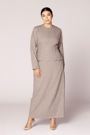 Plaid Peplum Maxi Dress Veiled Collection M 