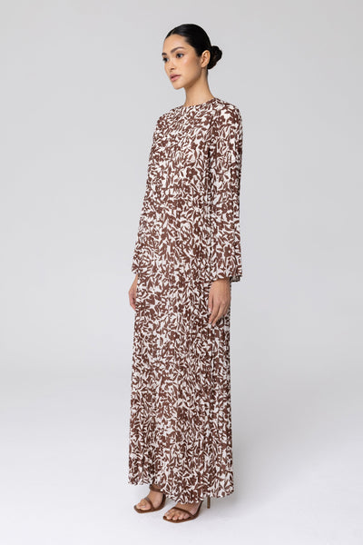 Olive Clothing - Brown Pleated Cord Maxi Dress