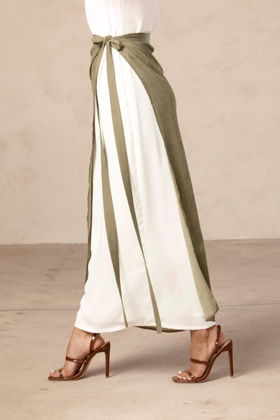 Rana Textured Overlay Tie Skirt - Gardenia Green