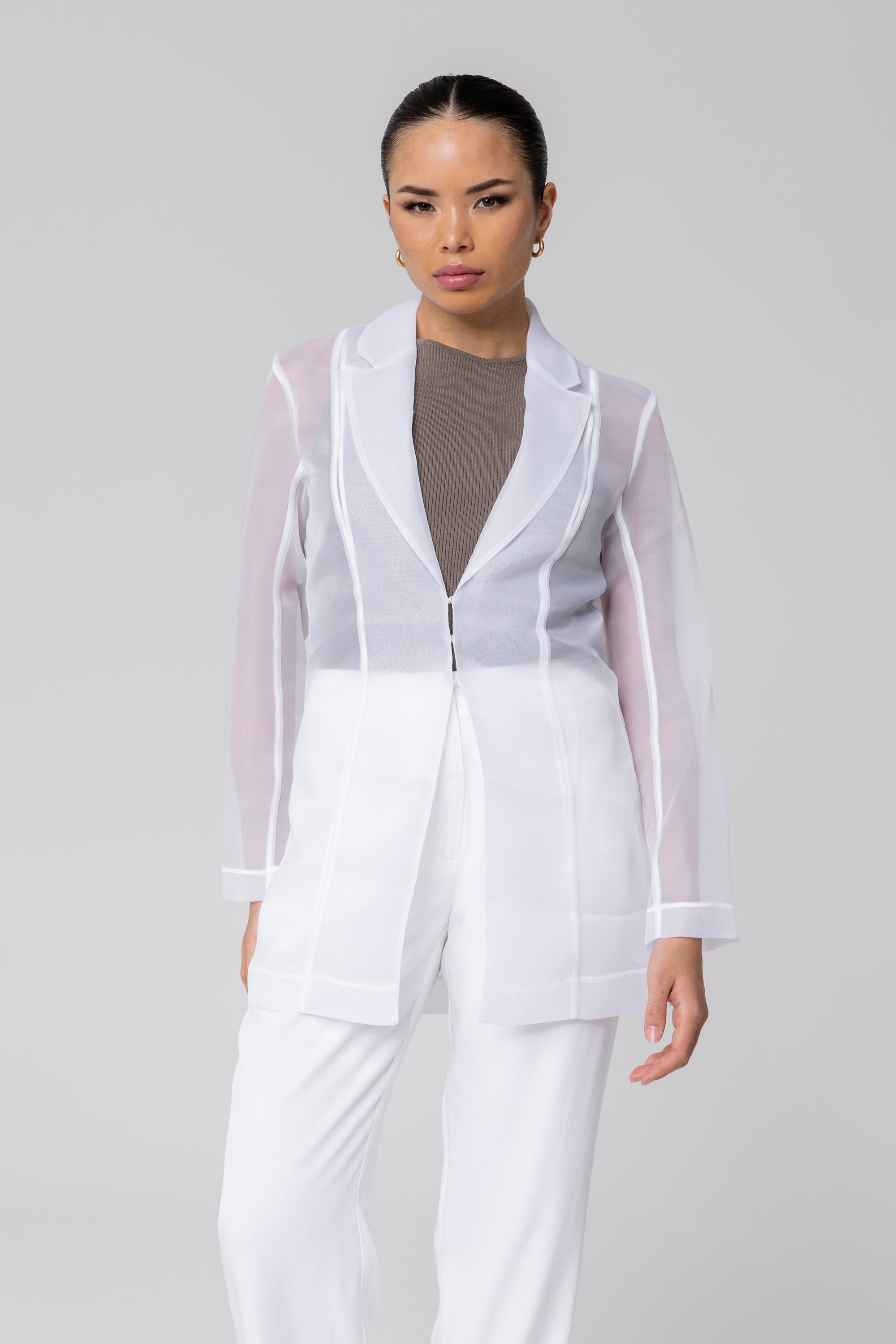 White sale sheer blazer