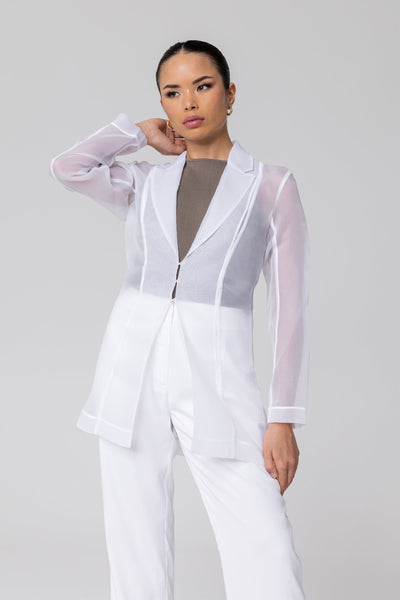 Sheer 2024 white blazer