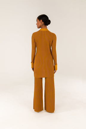 Ribbed Contrast Piping Button Up Top - Brown saigonodysseyhotel 