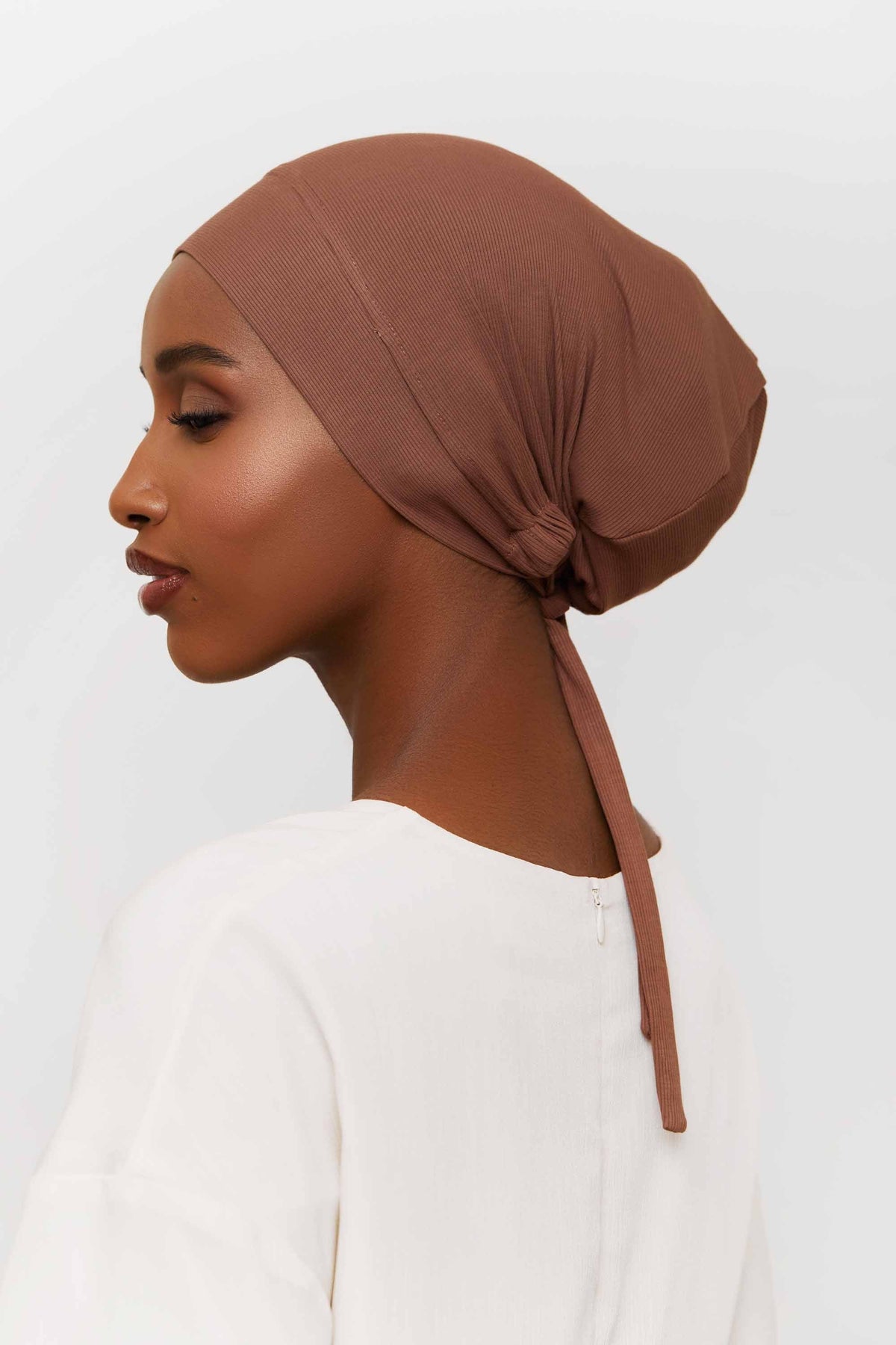 Ribbed Tie Back Undercap - Cocoa Extra Small Accessories Veiled 