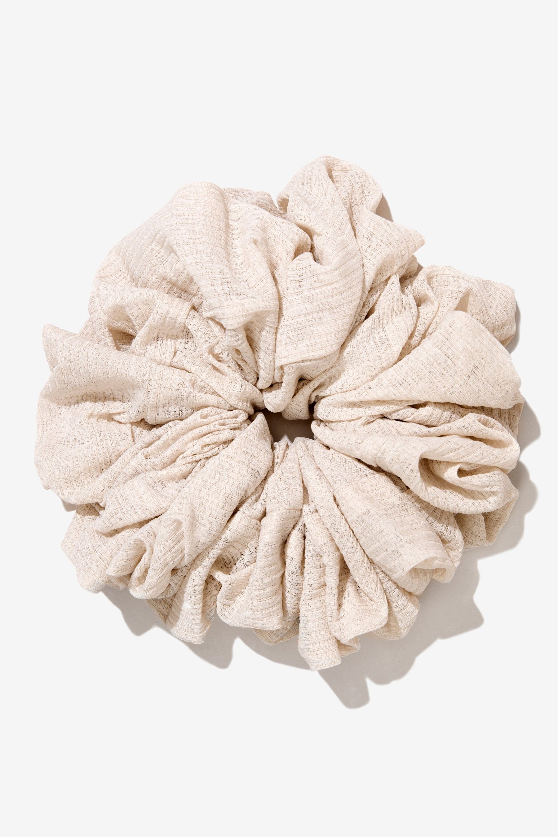 Ribbed Volume Scrunchie - White Sand Veiled Collection Small 