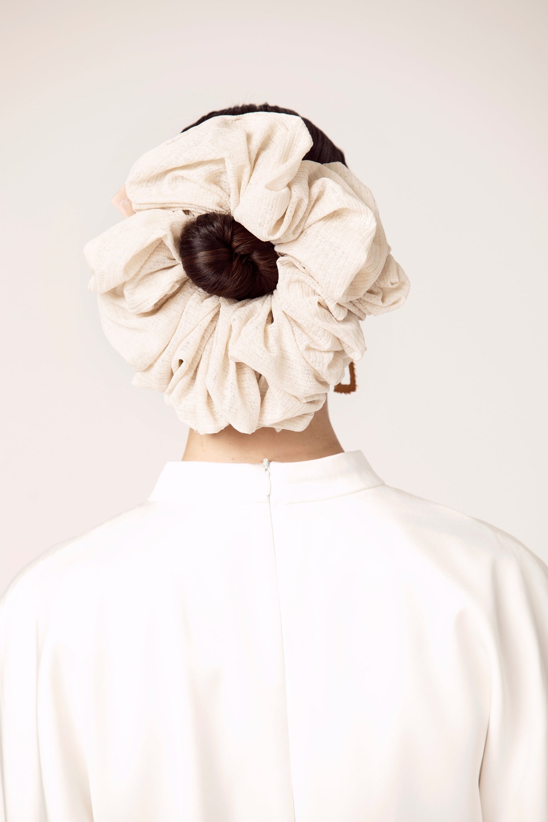 Ribbed Volume Scrunchie - White Sand Veiled Collection 
