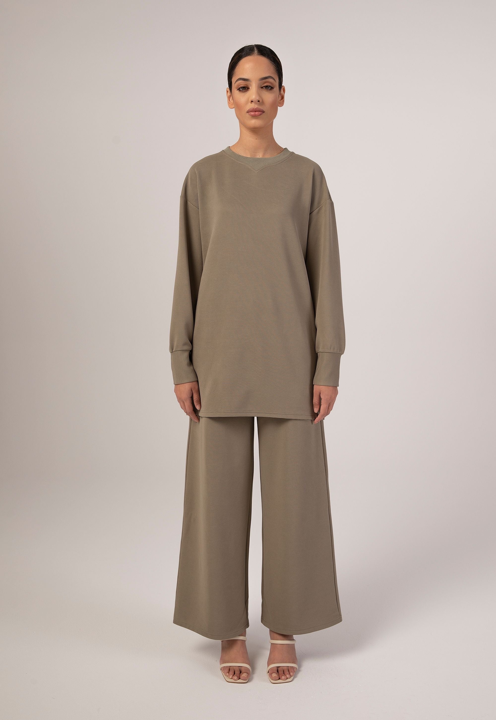 Ribbed Wide Leg Pants - Sage Clothing Veiled Collection 