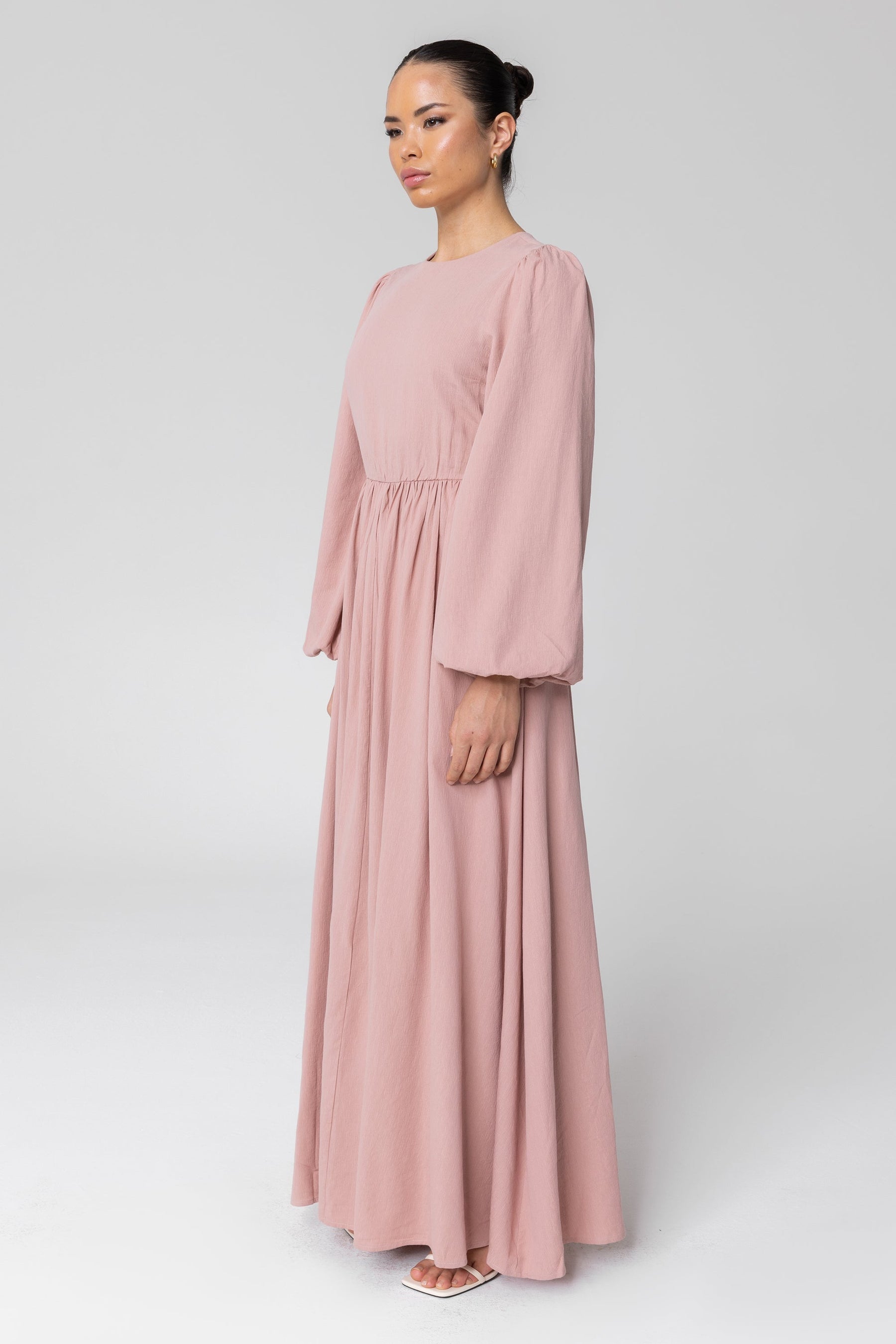 Rola Flowy A-Line Maxi Dress - Dusty Pink Veiled Collection 