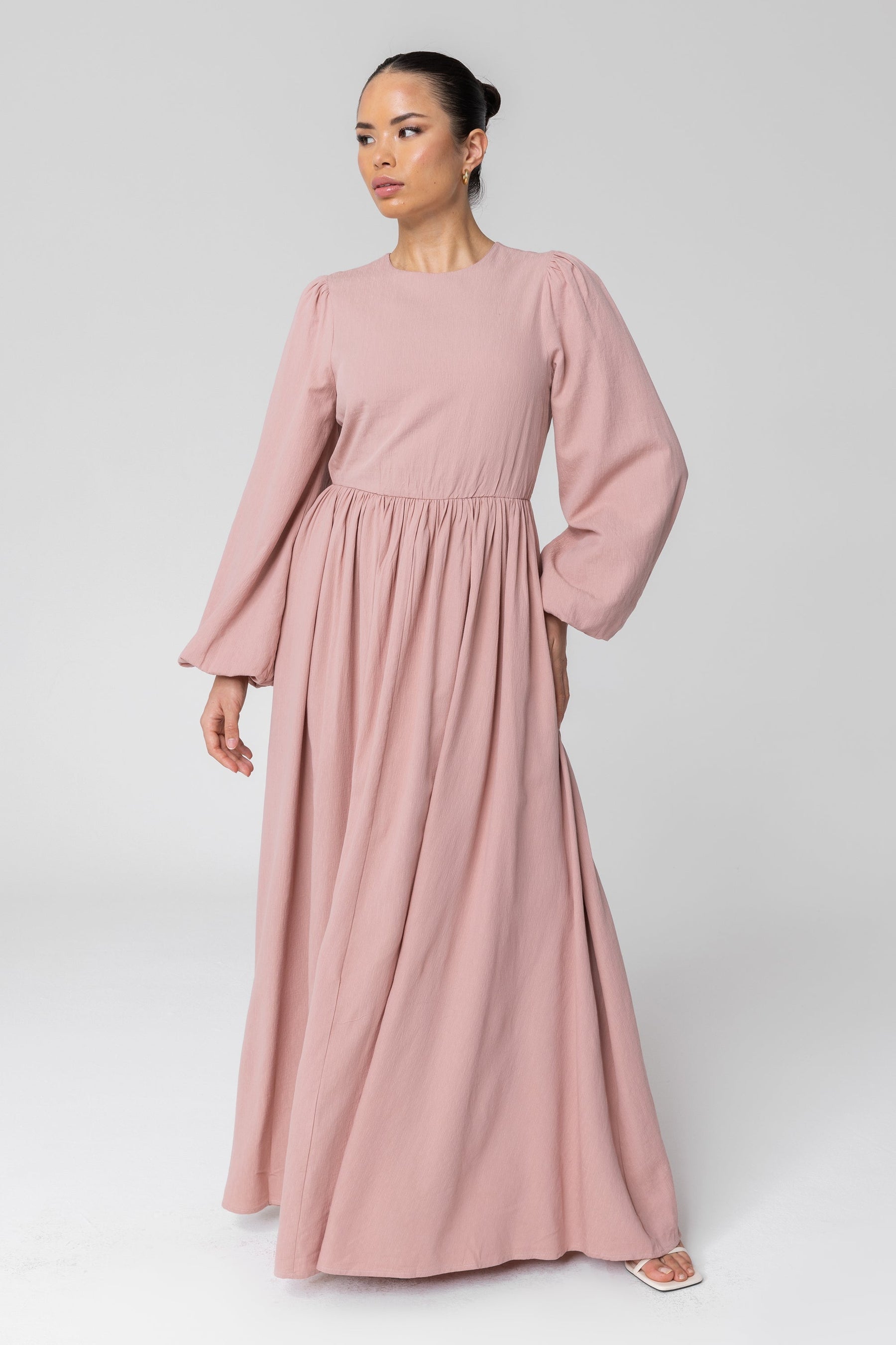 Rola Flowy A-Line Maxi Dress - Dusty Pink Veiled Collection 