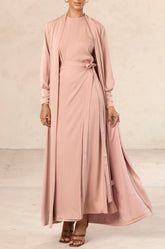Sadia Open Abaya - Dusty Rose Veiled Collection 