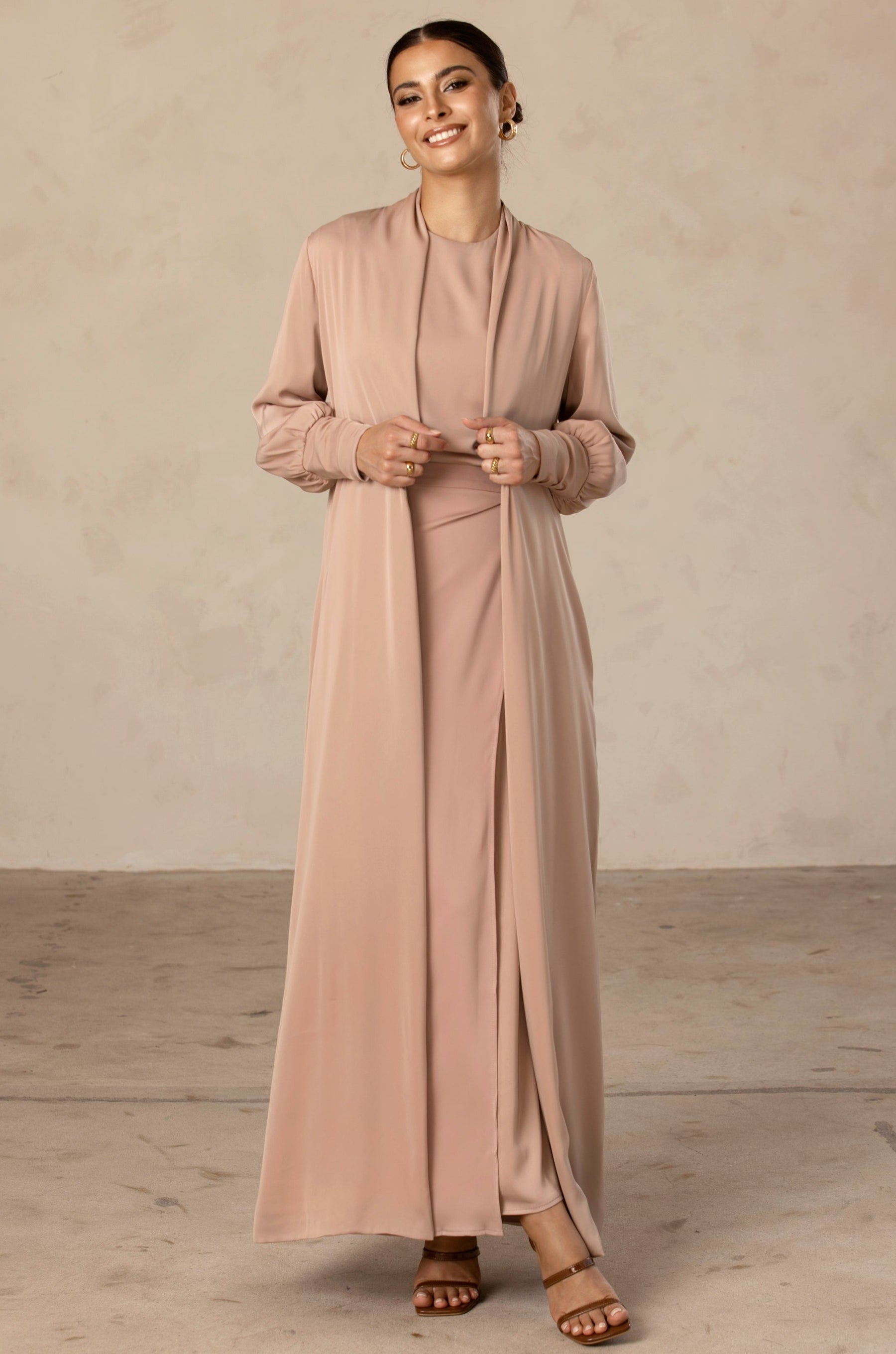 Sadia Open Abaya - Mink Veiled Collection 