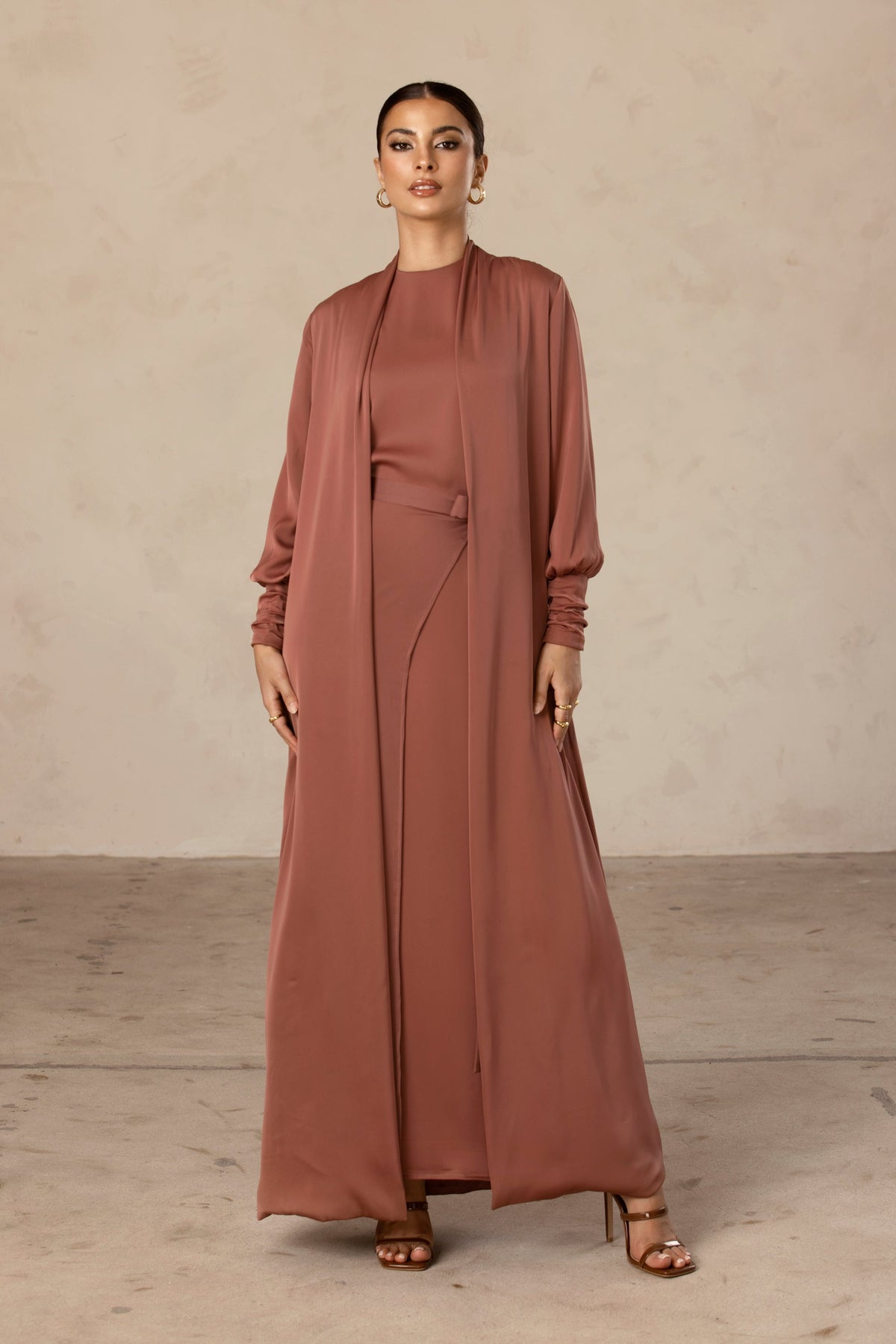 Sadia Open Abaya - Pecan Veiled Collection 