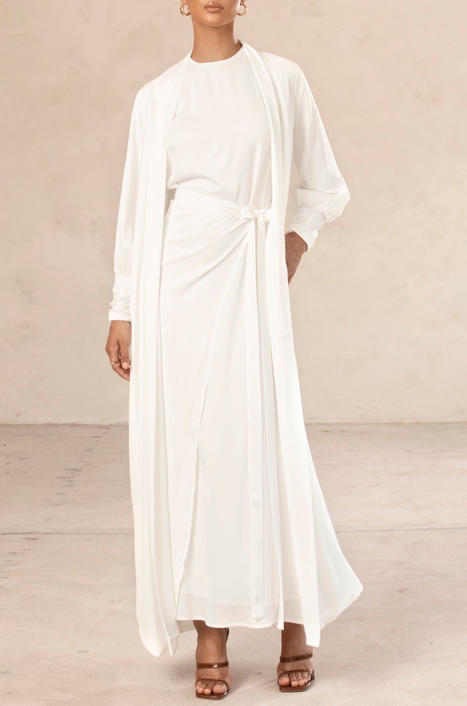 Sadia Open Abaya - White Veiled Collection 