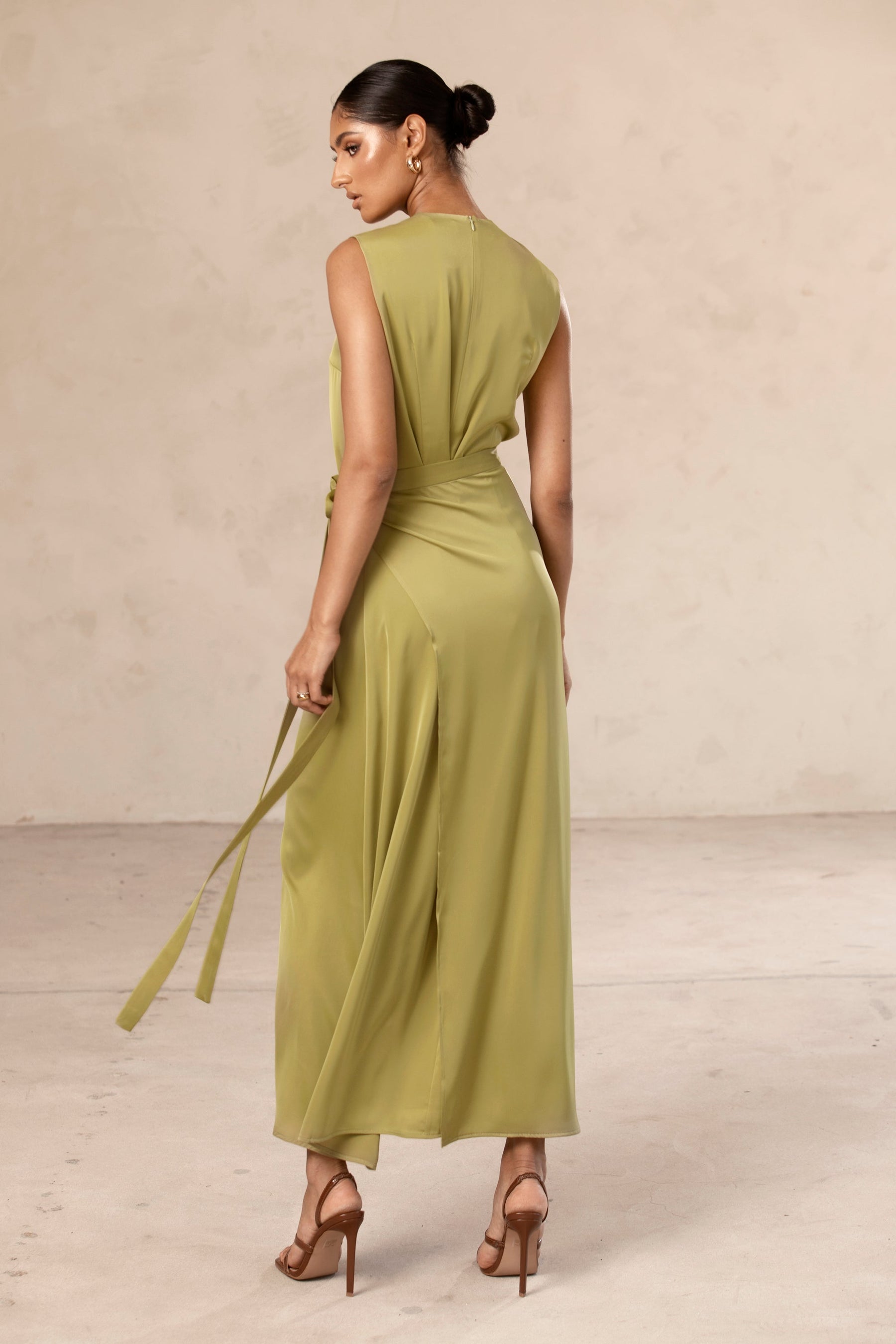 Sadia Sleeveless Maxi Dress & Skirt Set - Cypress Green Veiled Collection 