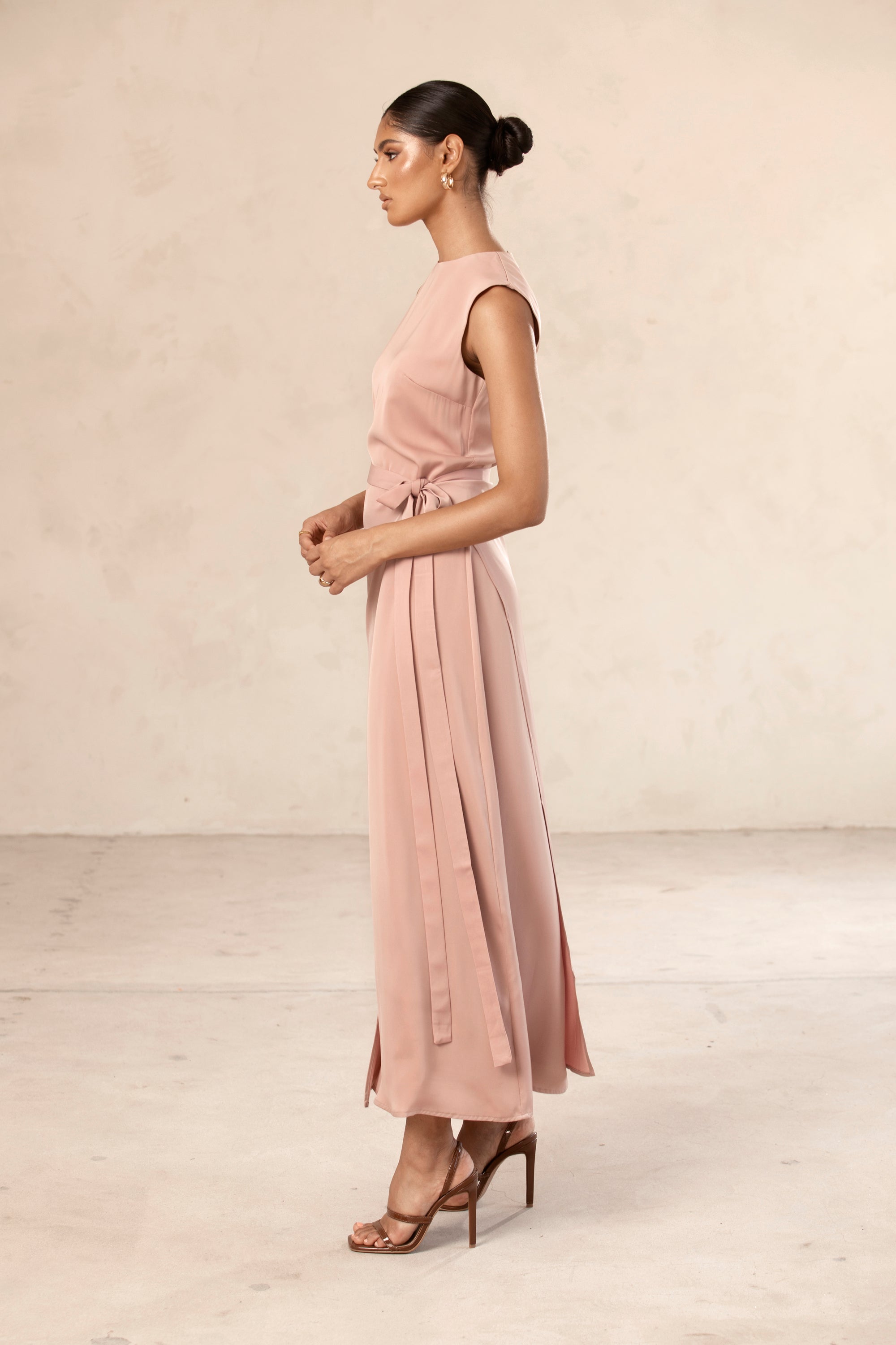 Sadia Sleeveless Maxi Dress & Skirt Set - Dusty Rose Veiled Collection 