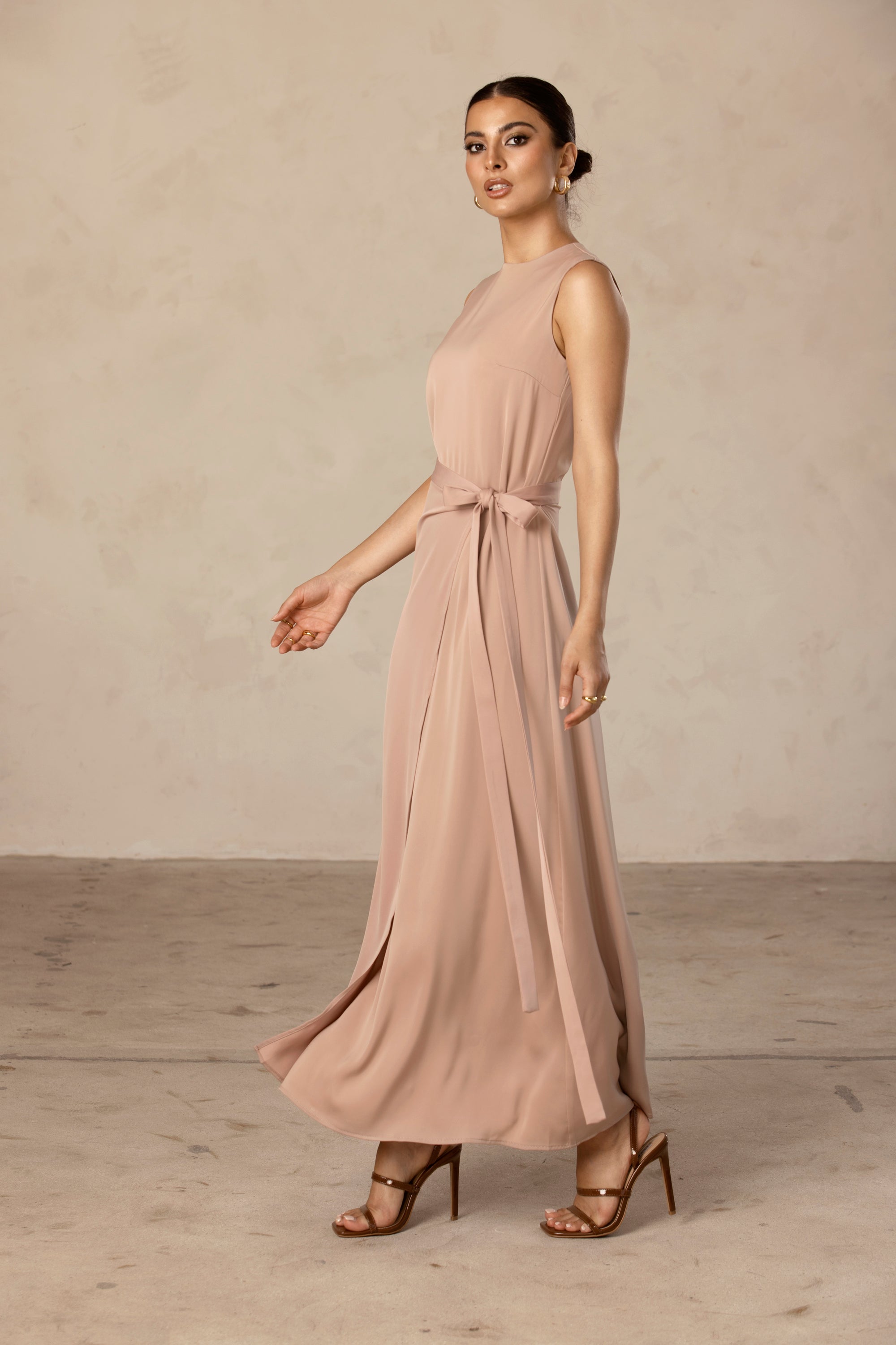 Sadia Sleeveless Maxi Dress & Skirt Set - Mink Veiled Collection 