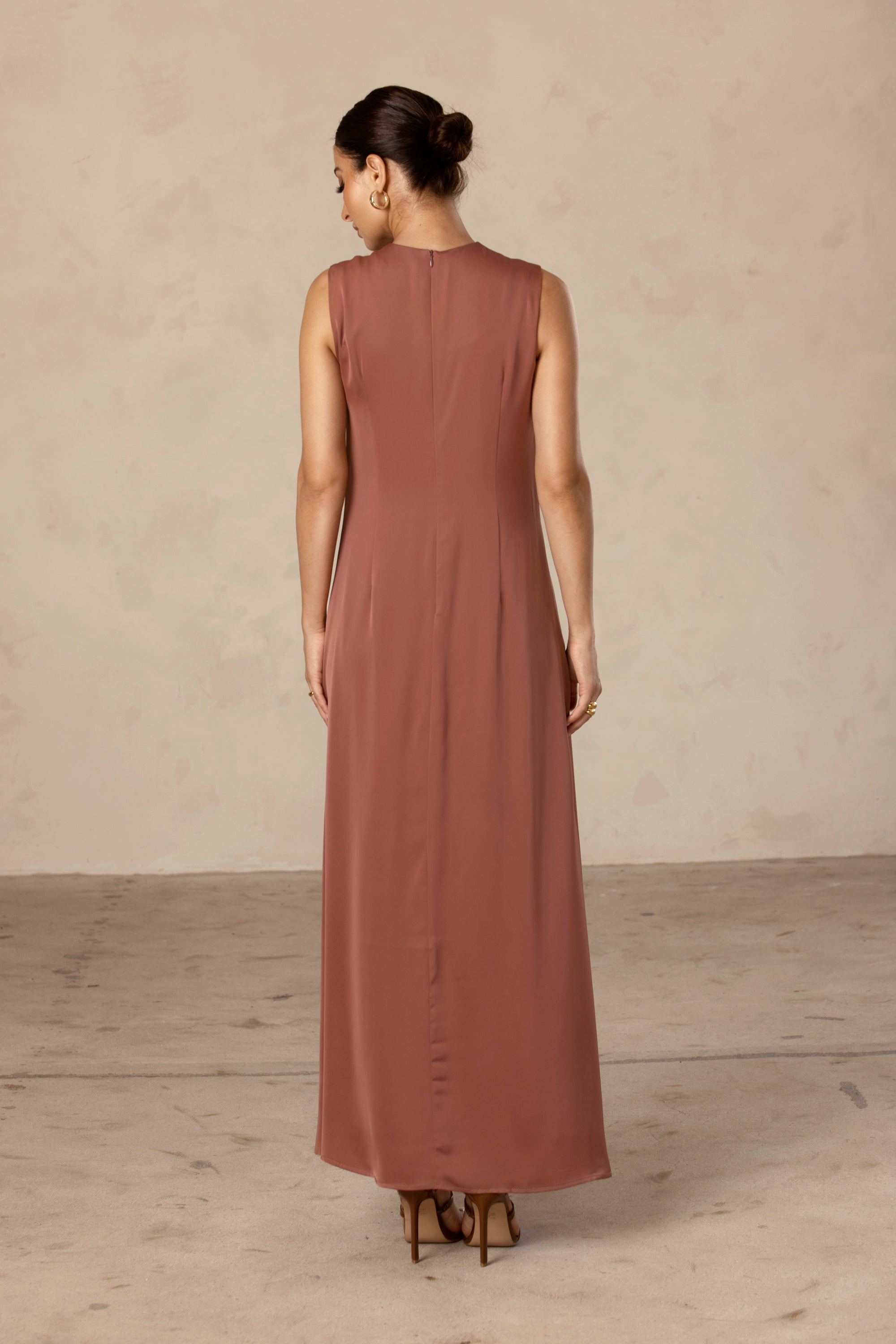 Sadia Sleeveless Maxi Dress & Skirt Set - Pecan Veiled Collection 