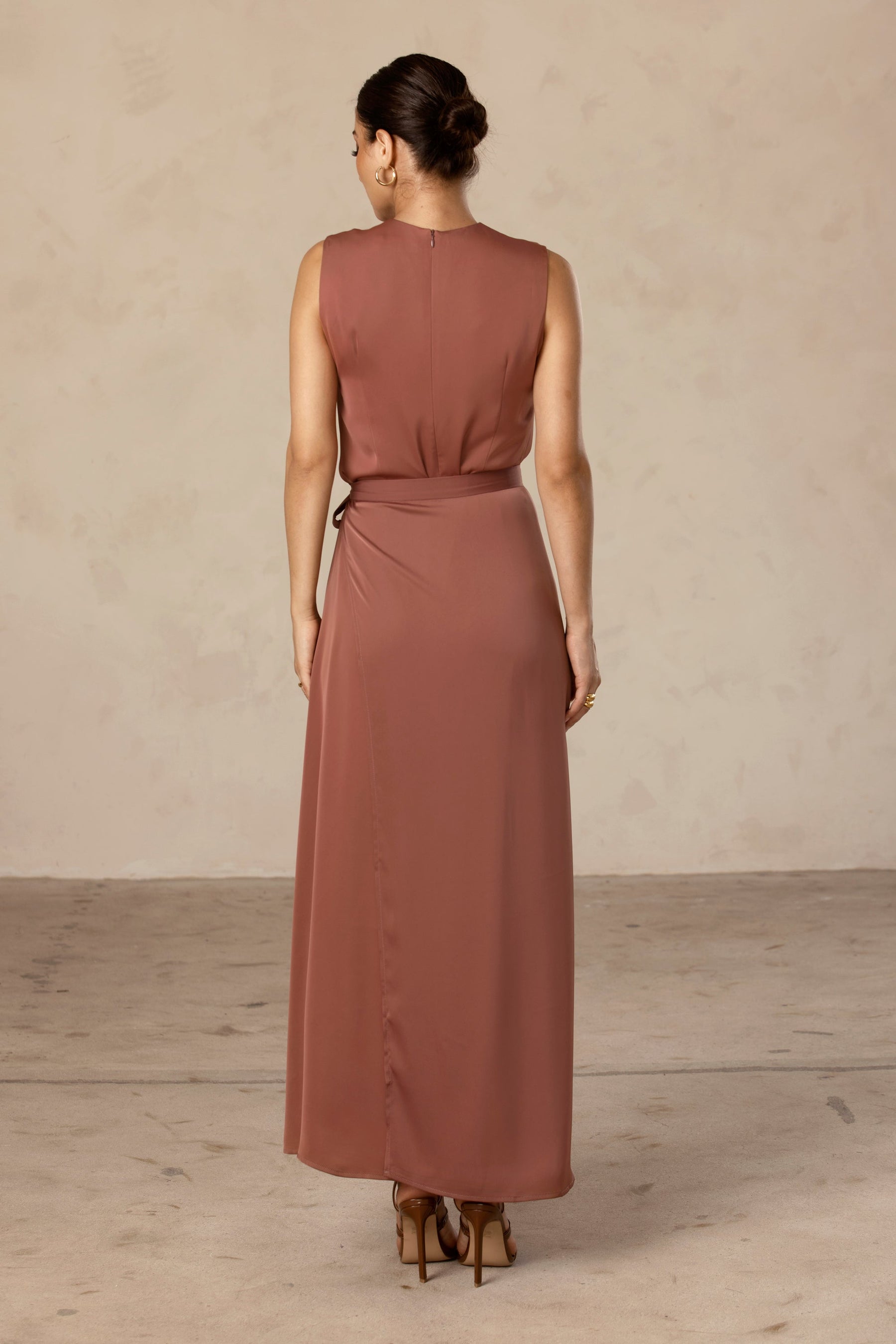 Sadia Sleeveless Maxi Dress & Skirt Set - Pecan Veiled Collection 