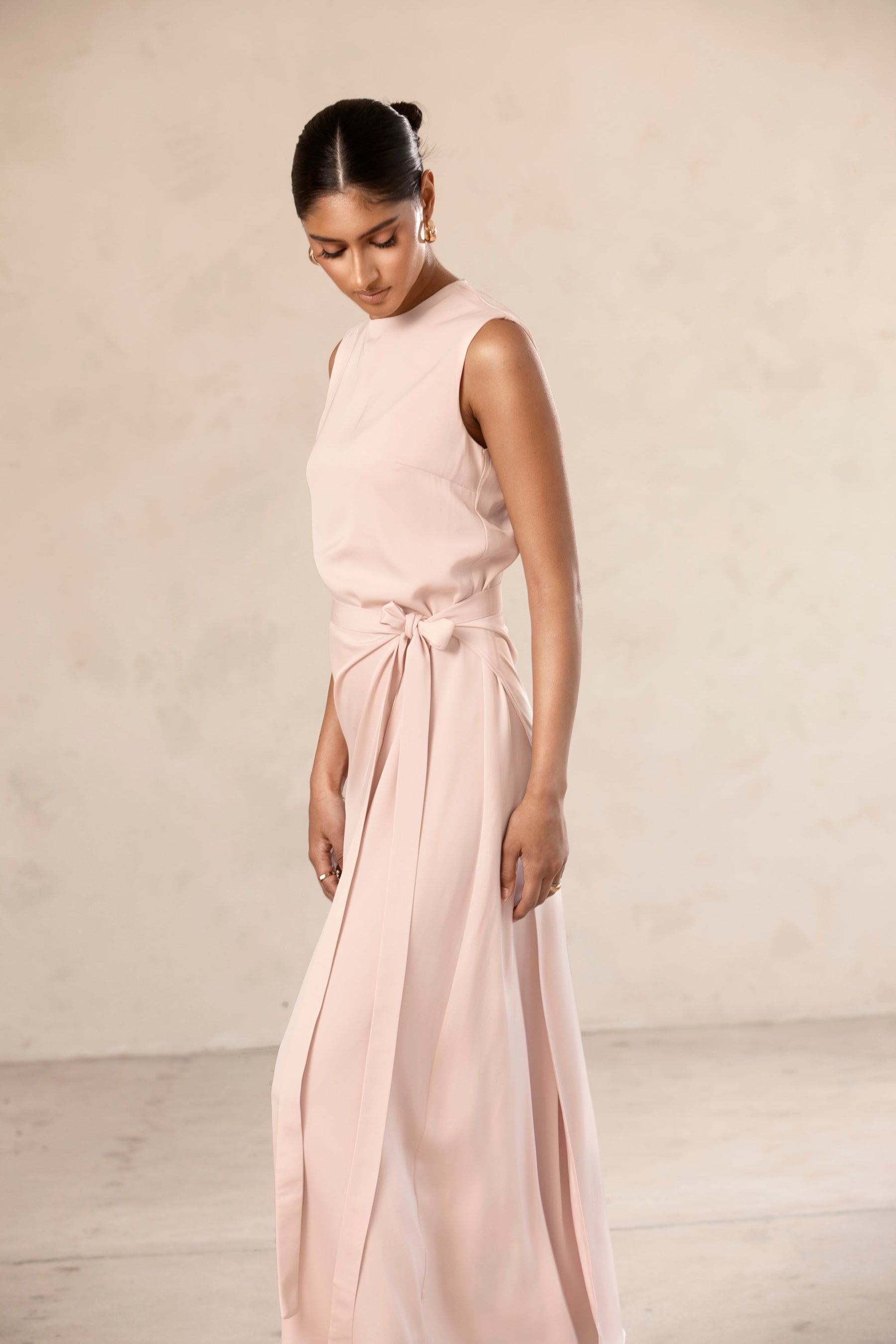 Sadia Sleeveless Maxi Dress & Skirt Set - Powder Pink Veiled Collection 