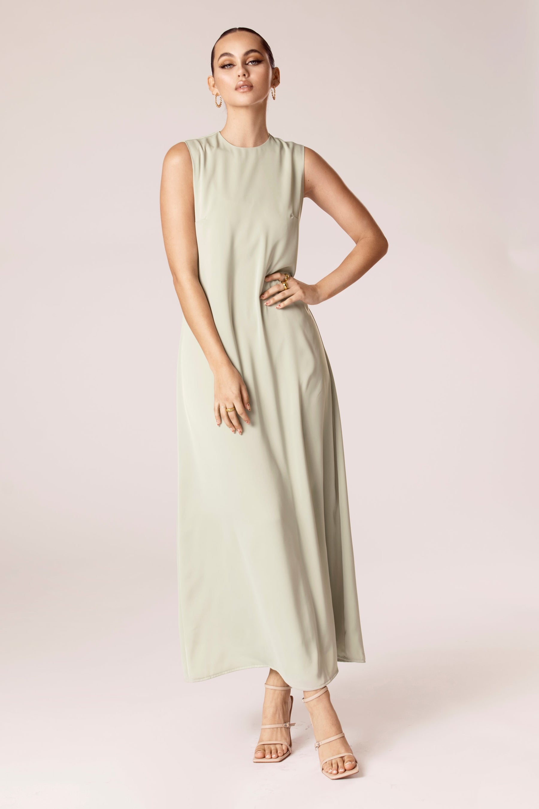 Sadia Sleeveless Maxi Dress & Skirt Set - Sage Veiled Collection 