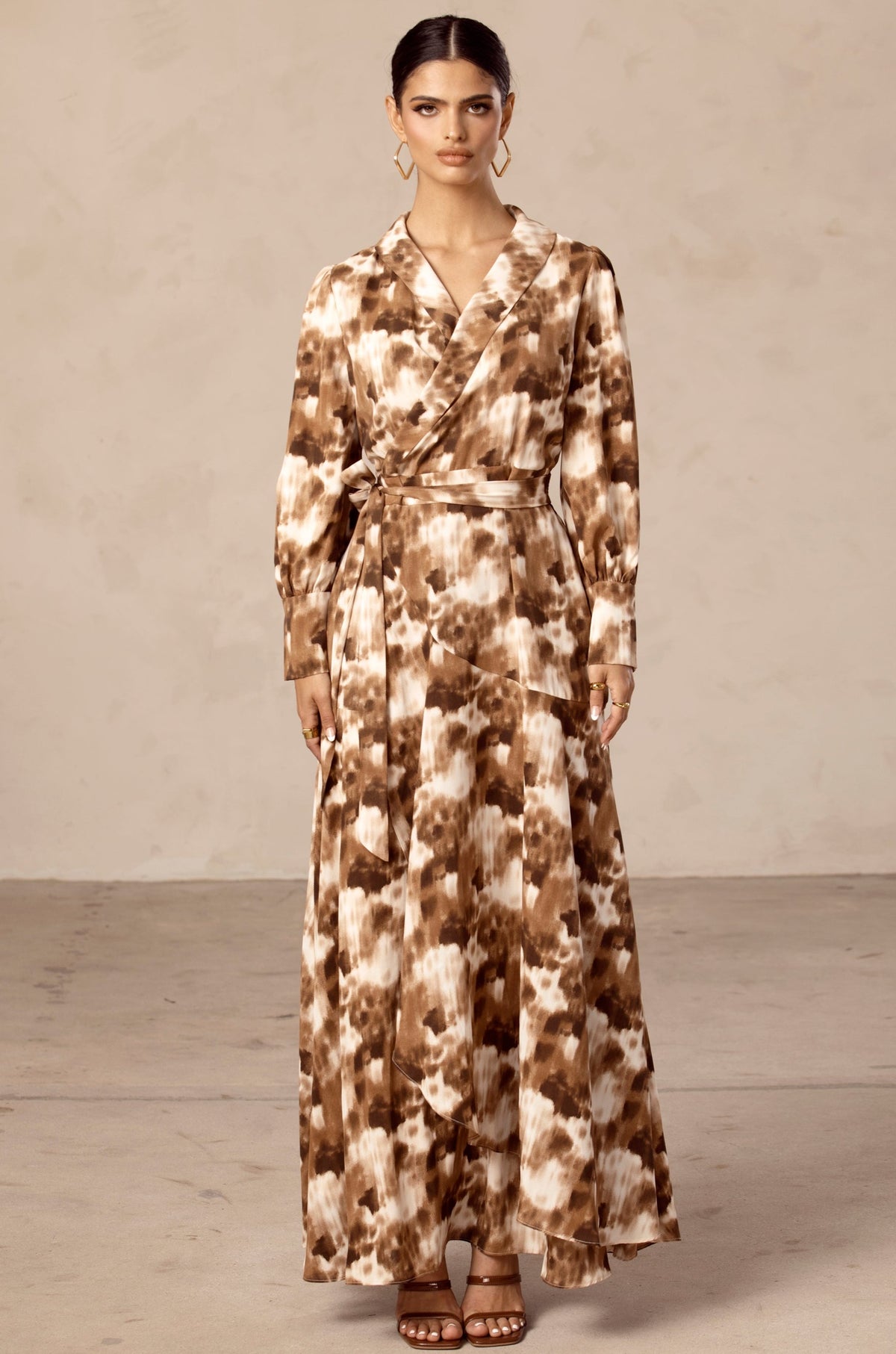 Safa Brown Printed Maxi Dress Veiled Collection 